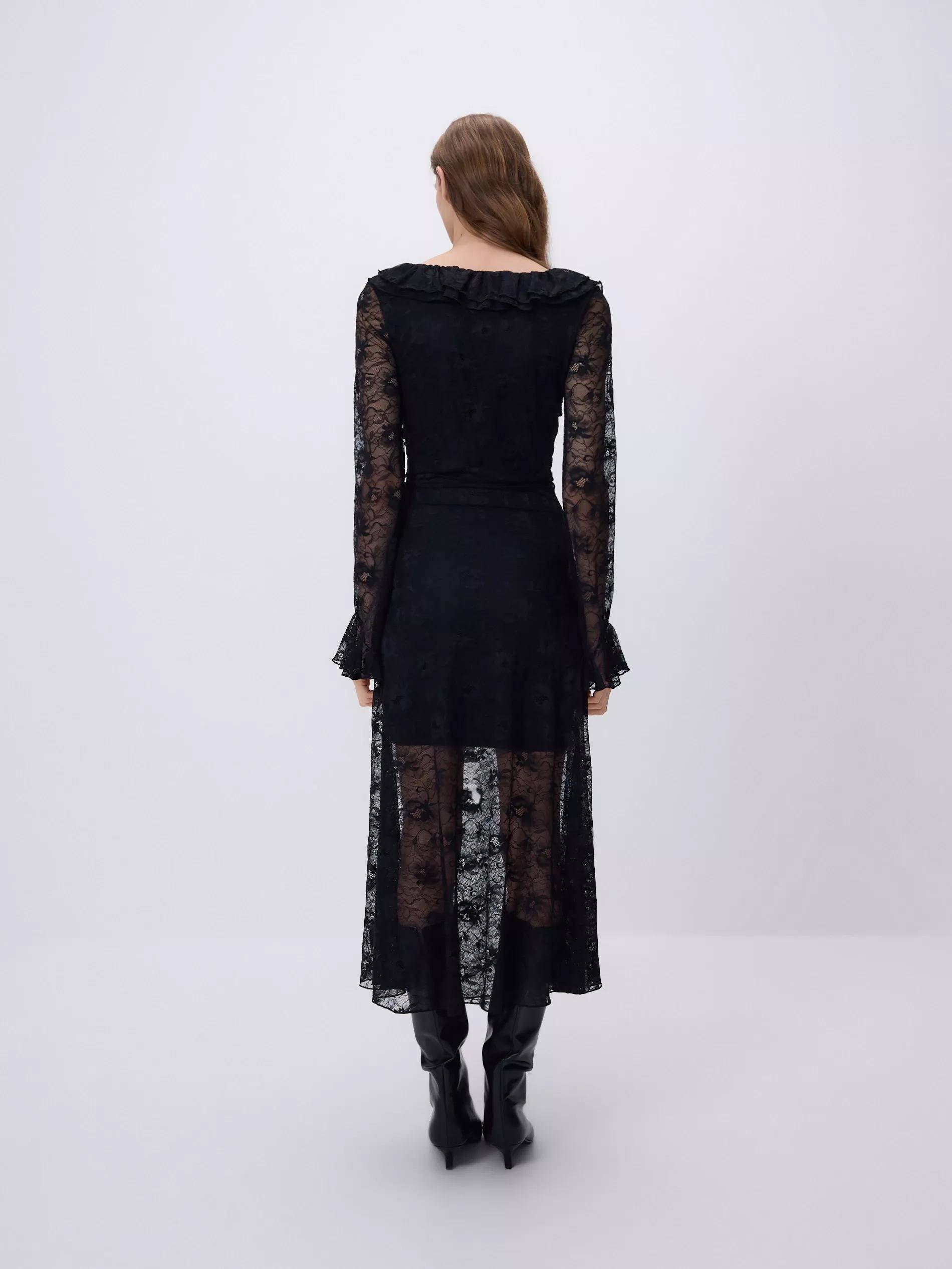 Black Lace Maxi Dress, Black, large image number 2