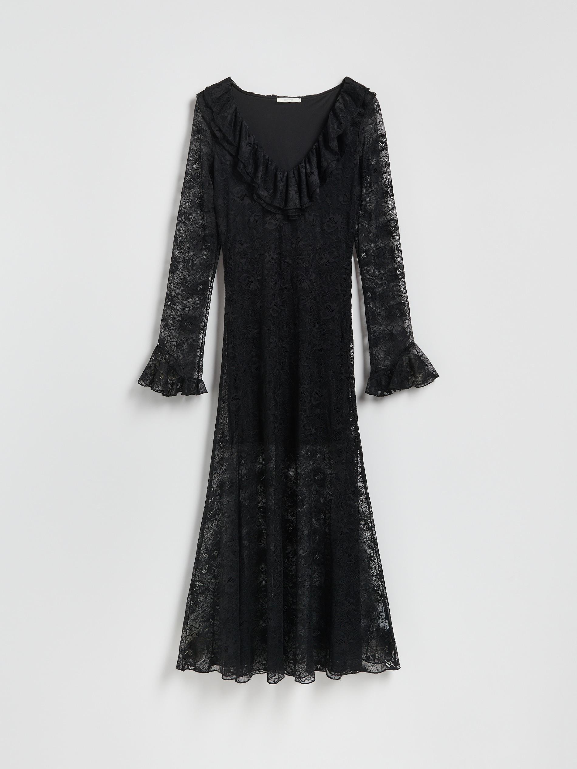 Black Lace Maxi Dress, Black, large image number 4