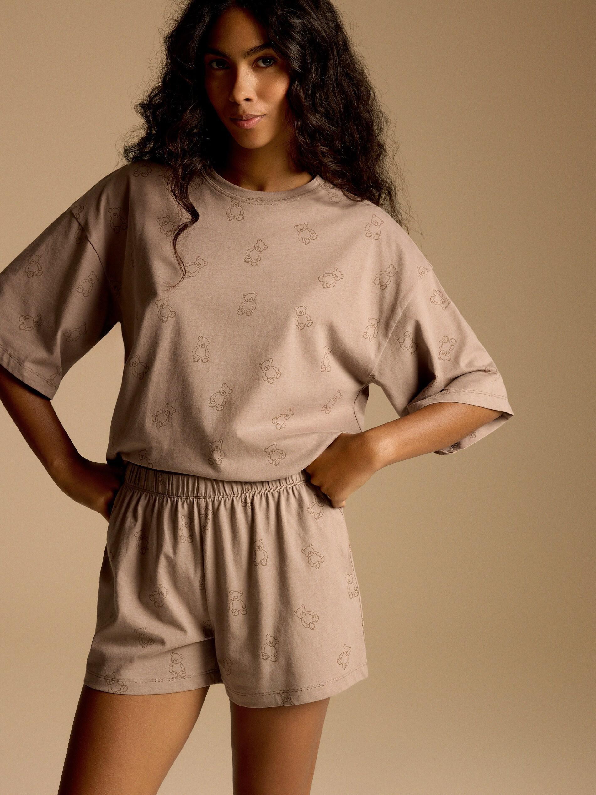 COFFEE Two piece cotton pyjama set, Brown, large image number 1