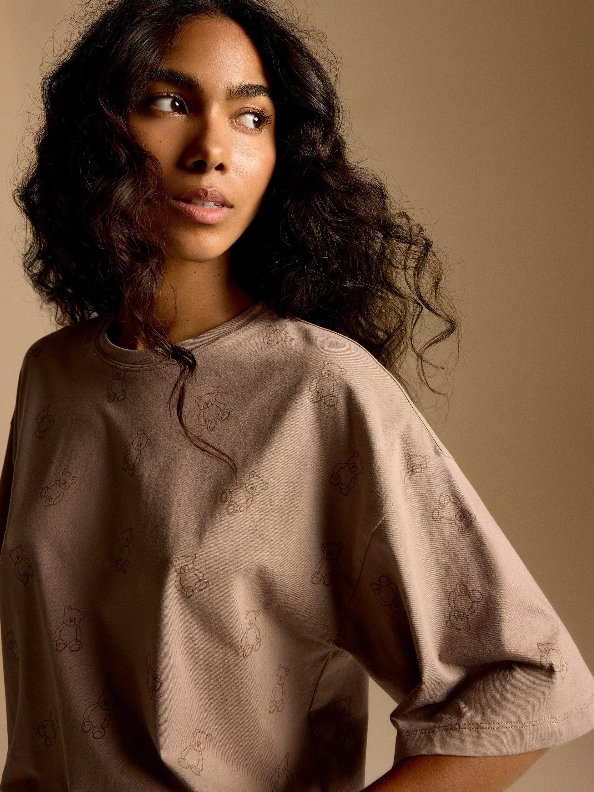 COFFEE Two piece cotton pyjama set, Brown, large image number 2