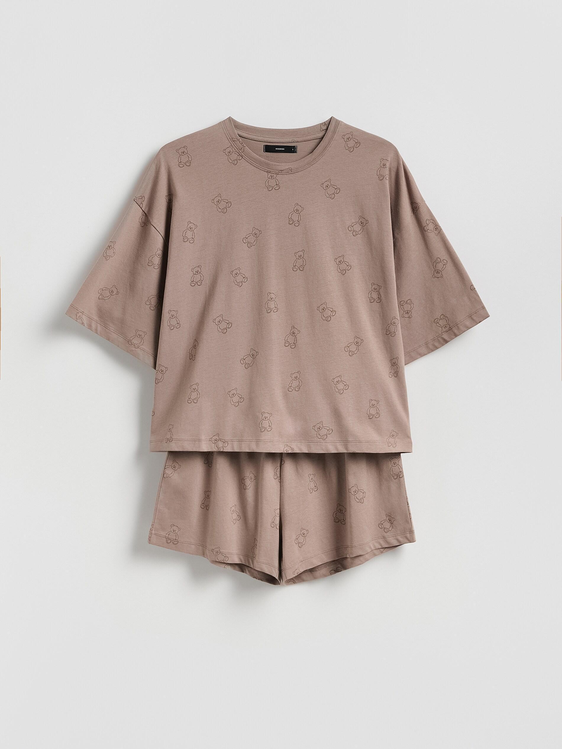 COFFEE Two piece cotton pyjama set, Brown, large image number 4