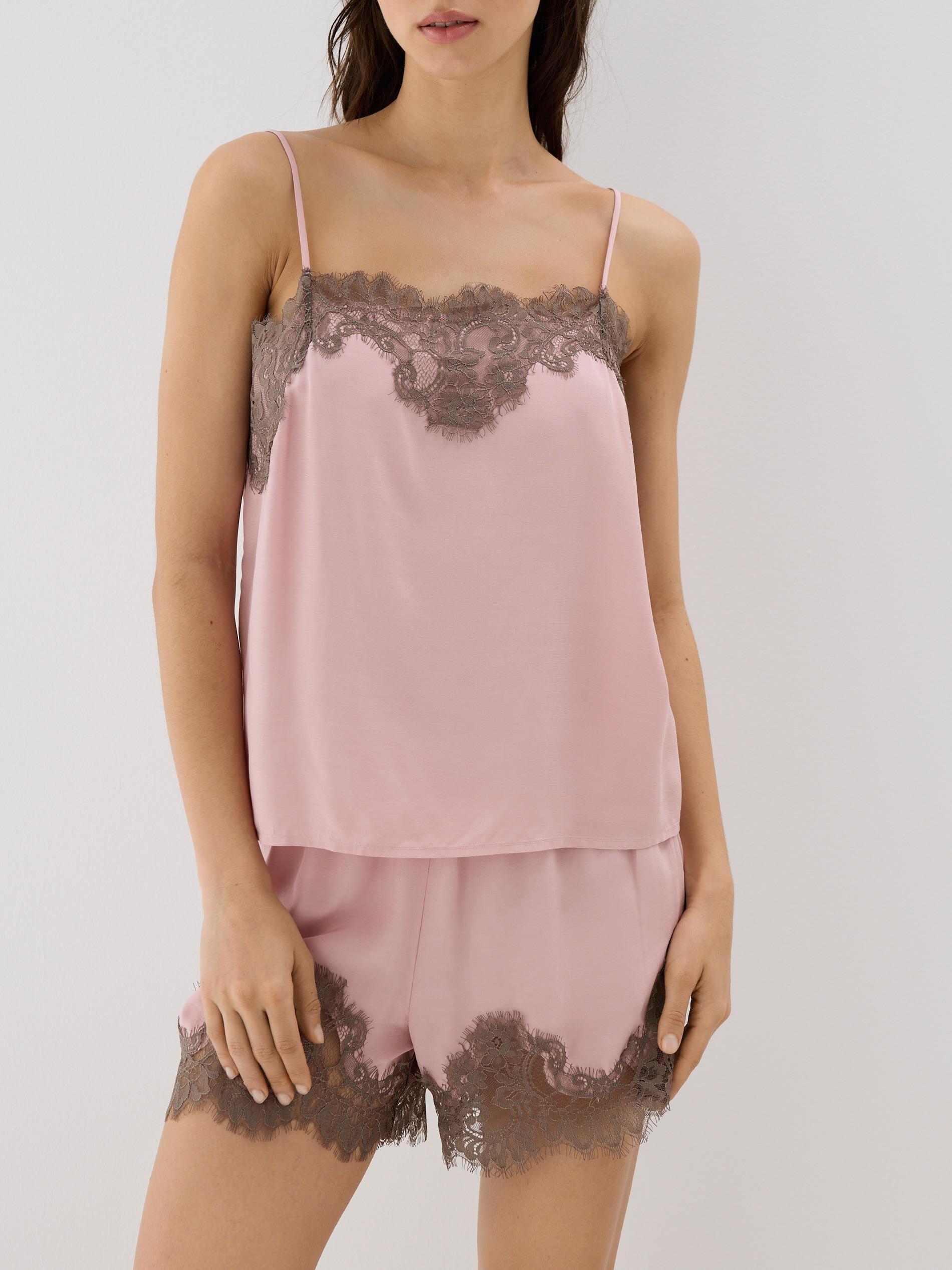 Pink Two Piece Viscose Pyjama Set, Pink, large image number 0