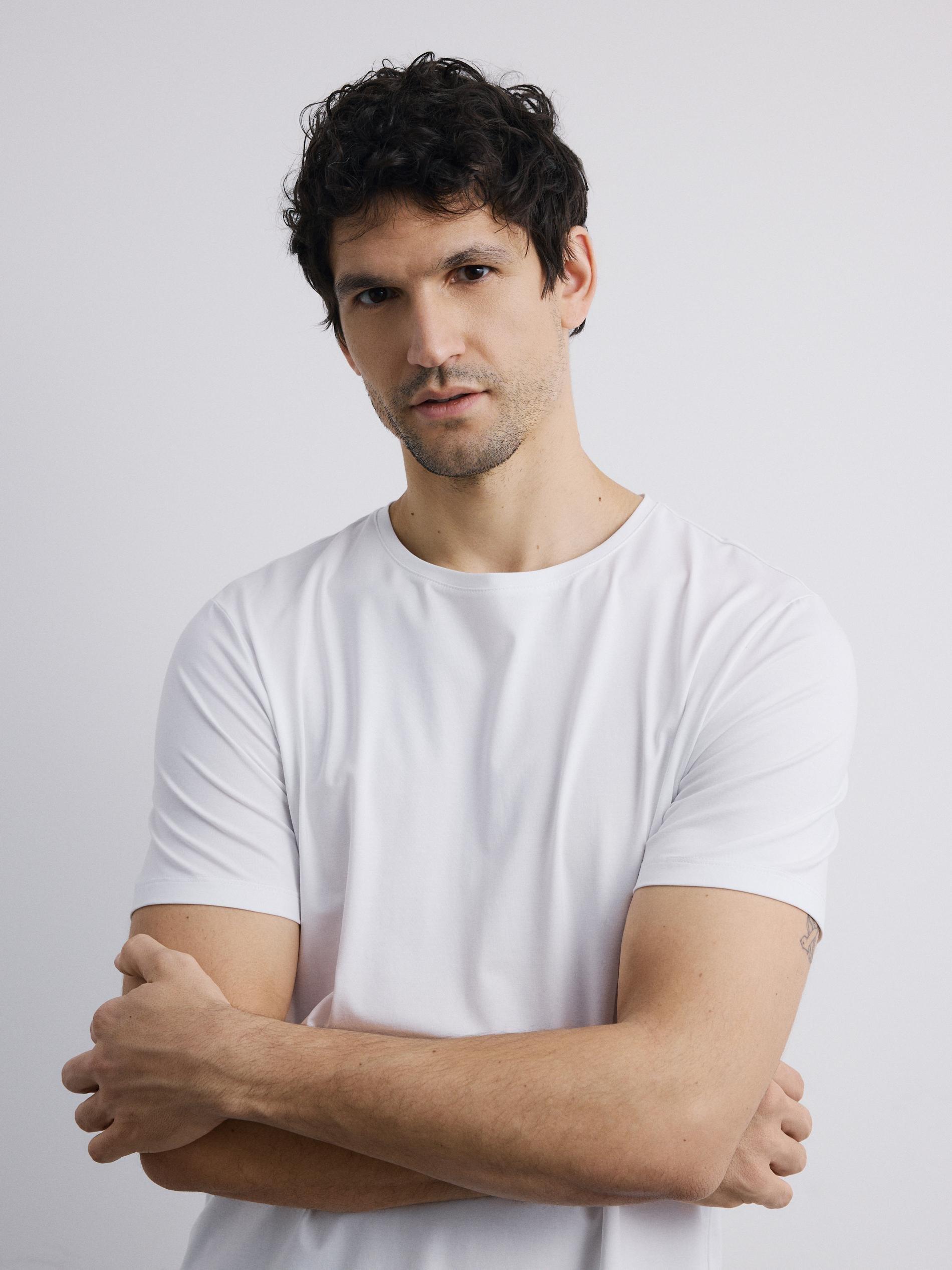 White Regular Fit Mercerised Cotton Rich T-Shirt, White, medium