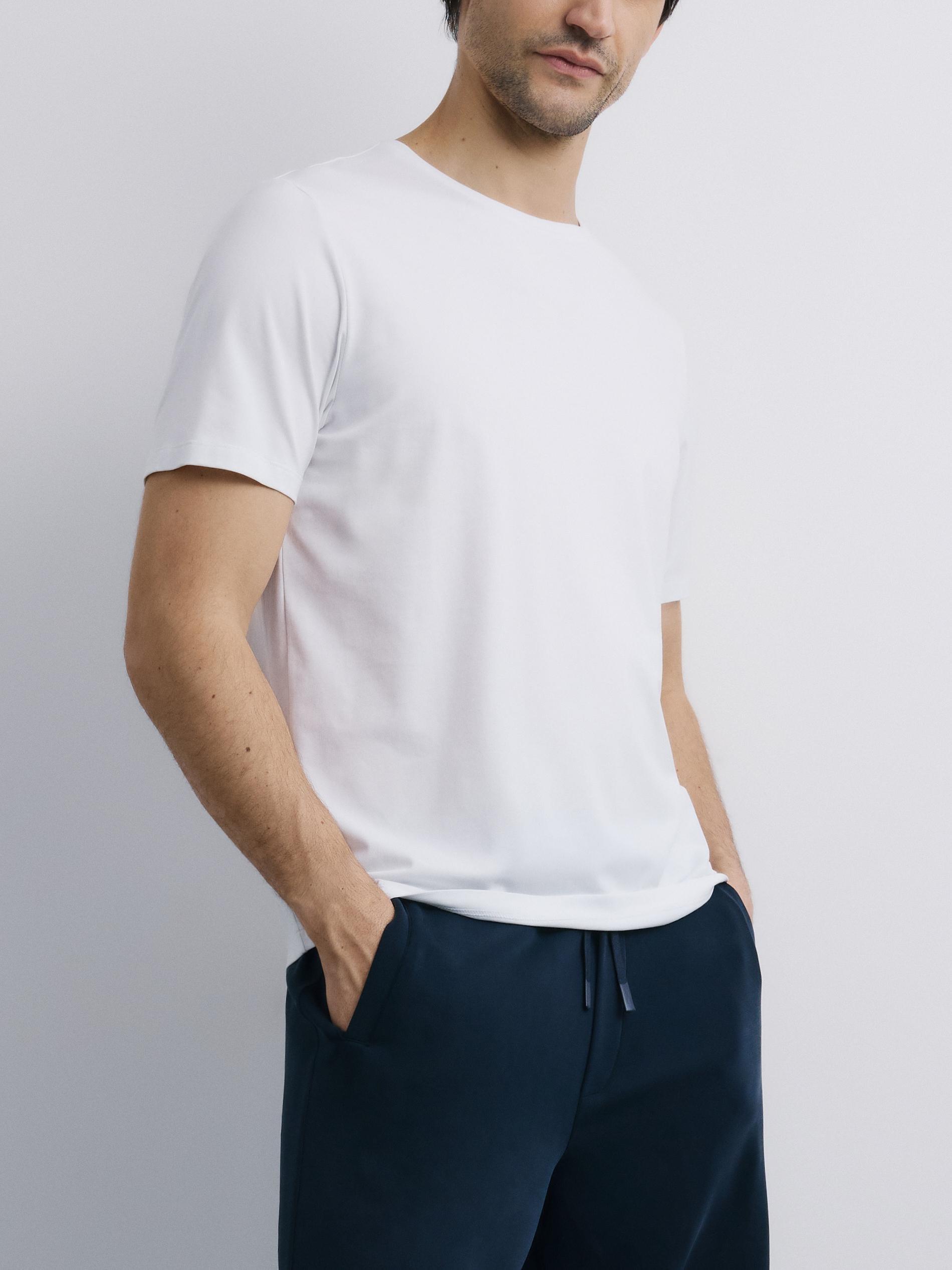 White Regular Fit Mercerised Cotton Rich T-Shirt, White, large image number 1