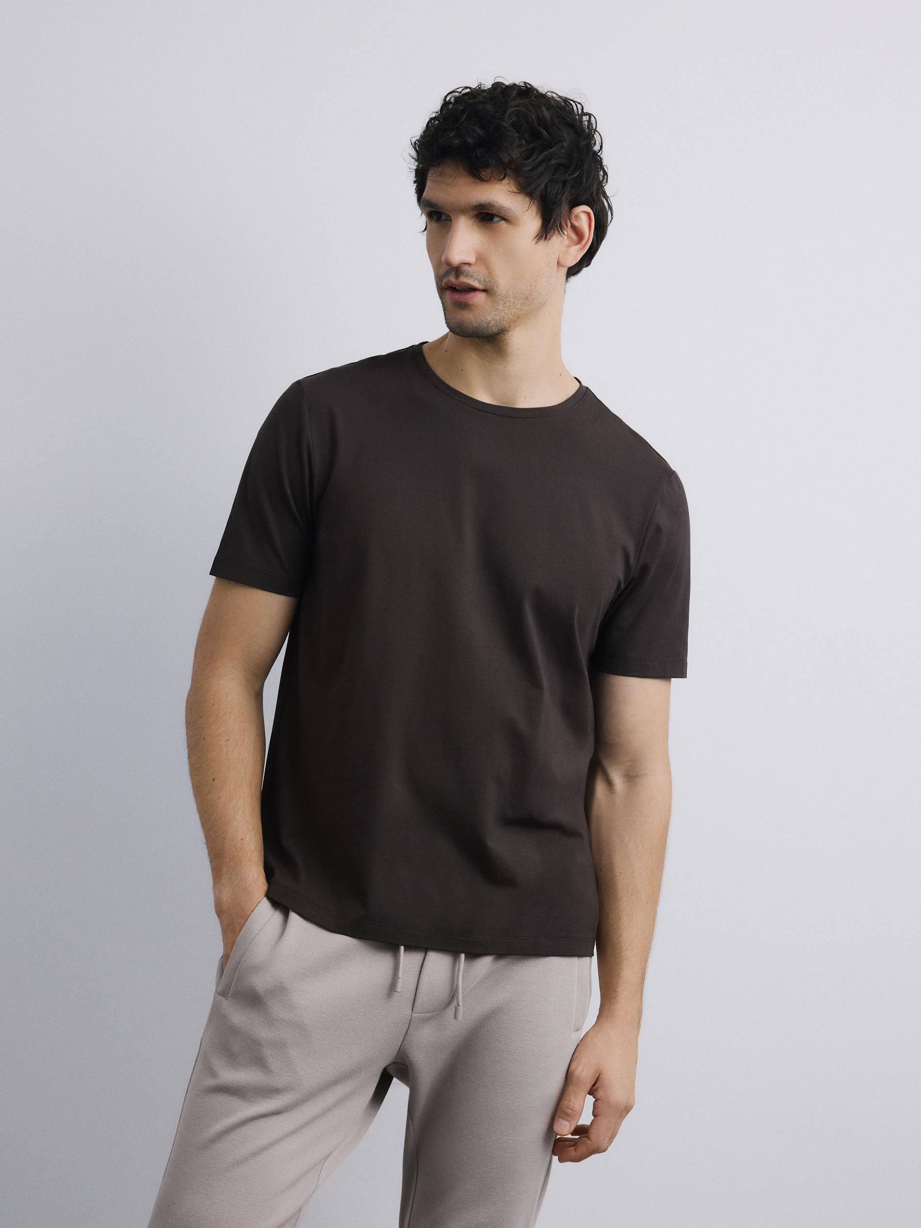 Brown Regular Fit Mercerised Cotton Rich T-Shirt, Brown, large image number 0
