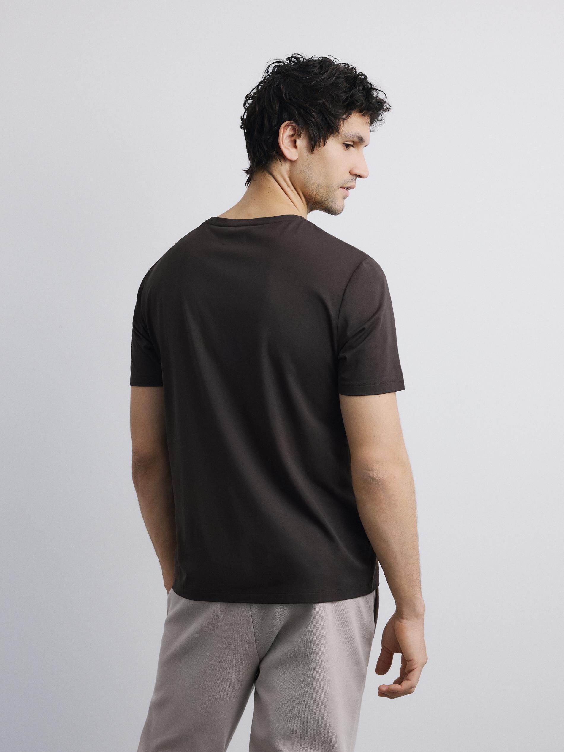 Brown Regular Fit Mercerised Cotton Rich T-Shirt, Brown, large image number 3