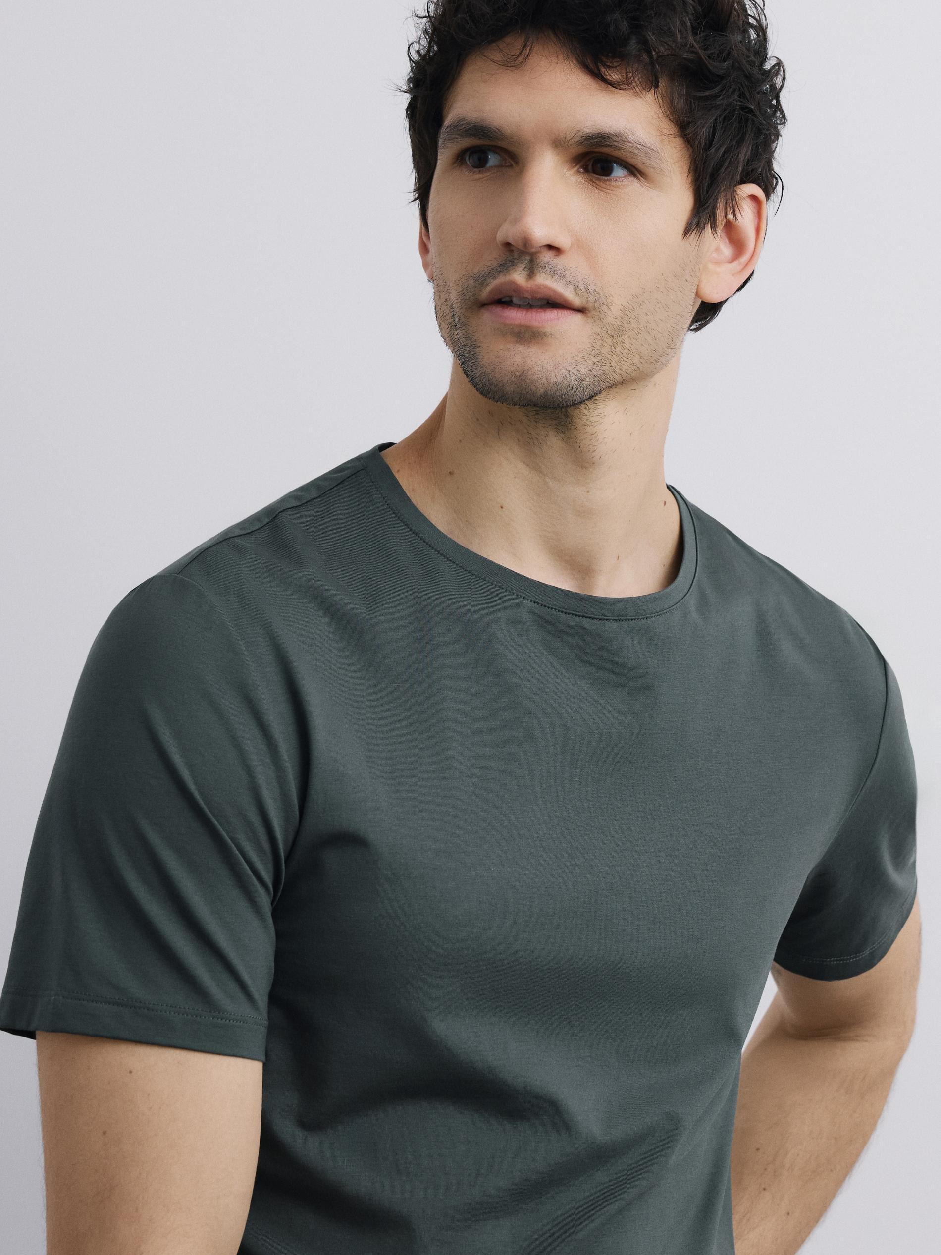 Steel Green Regular Fit Mercerised Cotton Rich T-Shirt, Green, large image number 0