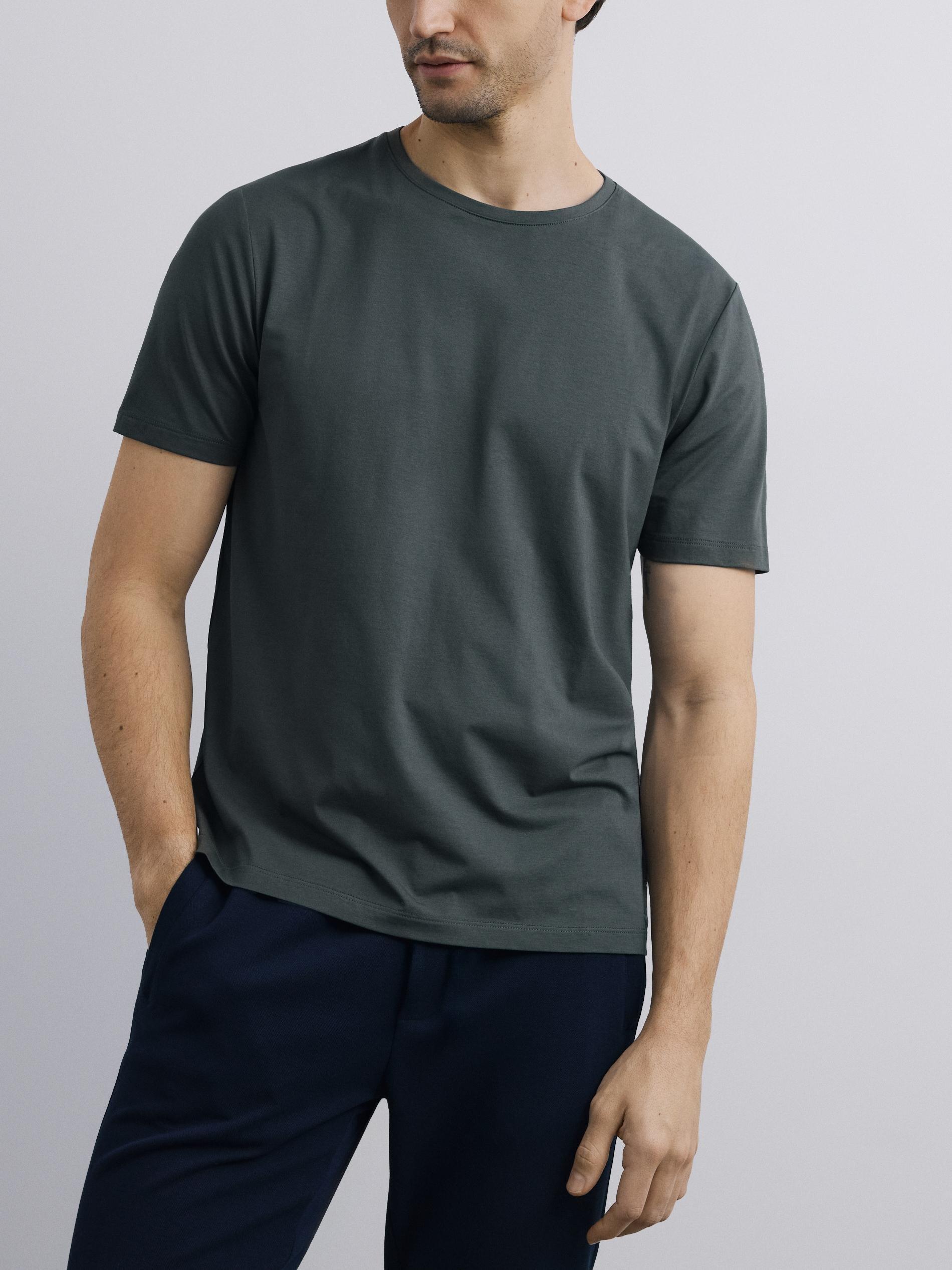 Steel Green Regular Fit Mercerised Cotton Rich T-Shirt, Green, large image number 1