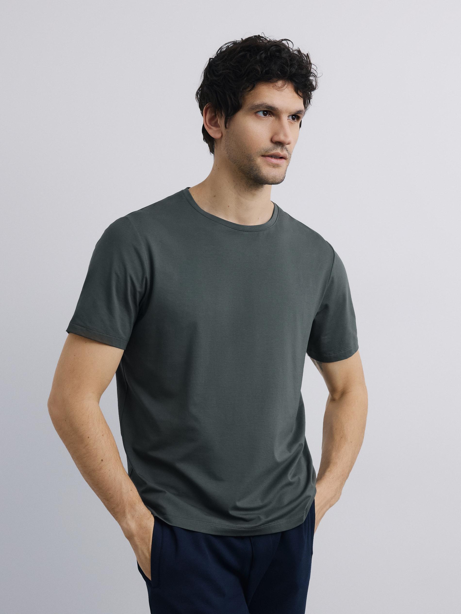 Steel Green Regular Fit Mercerised Cotton Rich T-Shirt, Green, medium