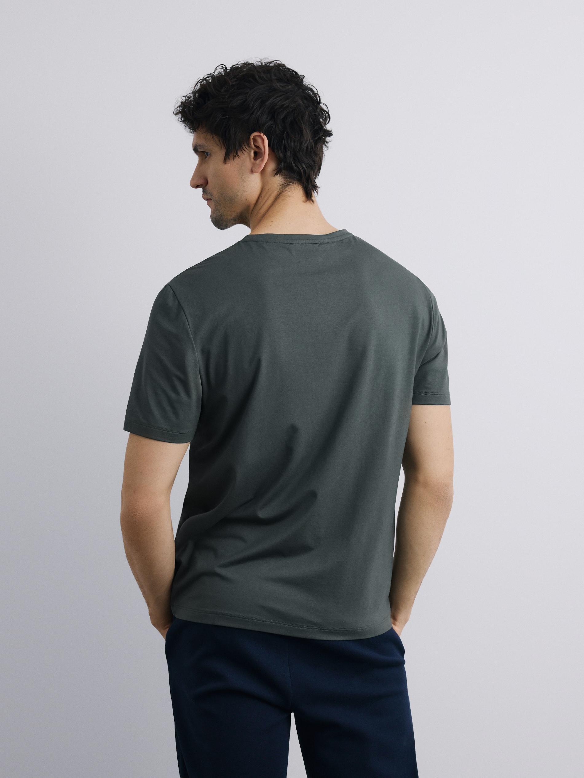 Steel Green Regular Fit Mercerised Cotton Rich T-Shirt, Green, large image number 3