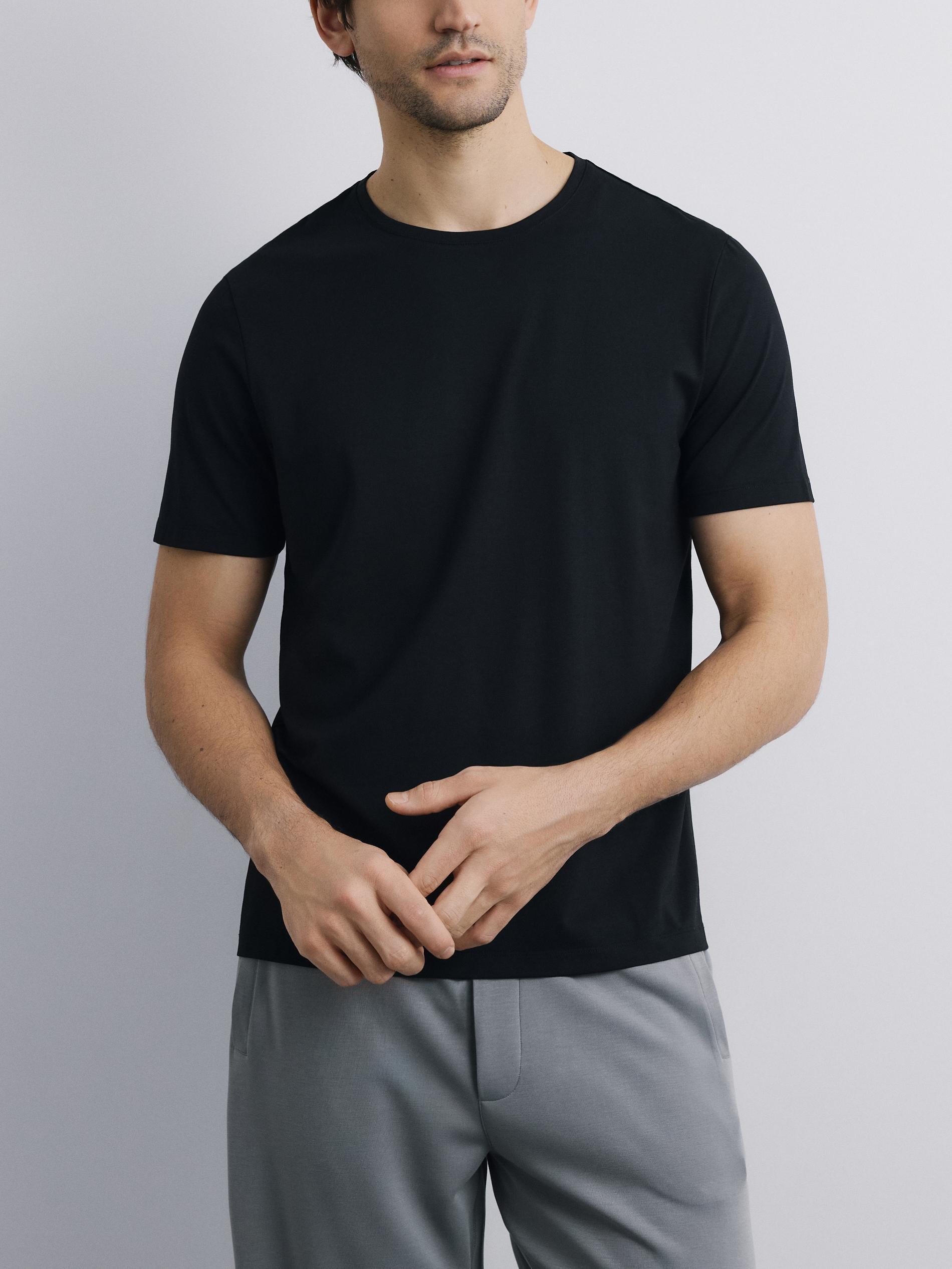 Black Regular Fit Mercerised Cotton Rich T-Shirt, Black, large image number 1