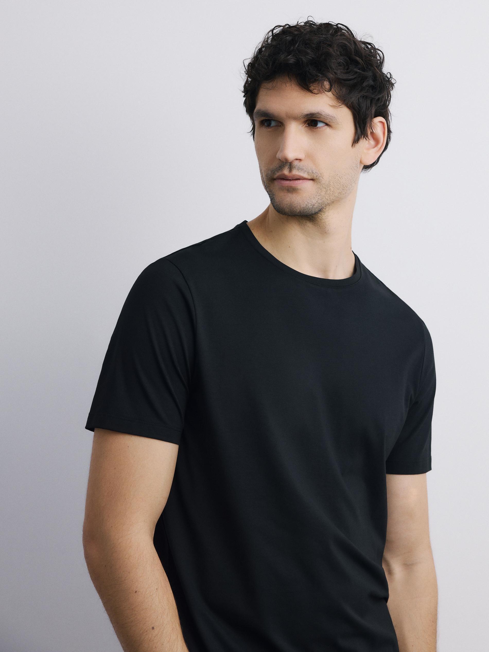 Black Regular Fit Mercerised Cotton Rich T-Shirt, Black, medium