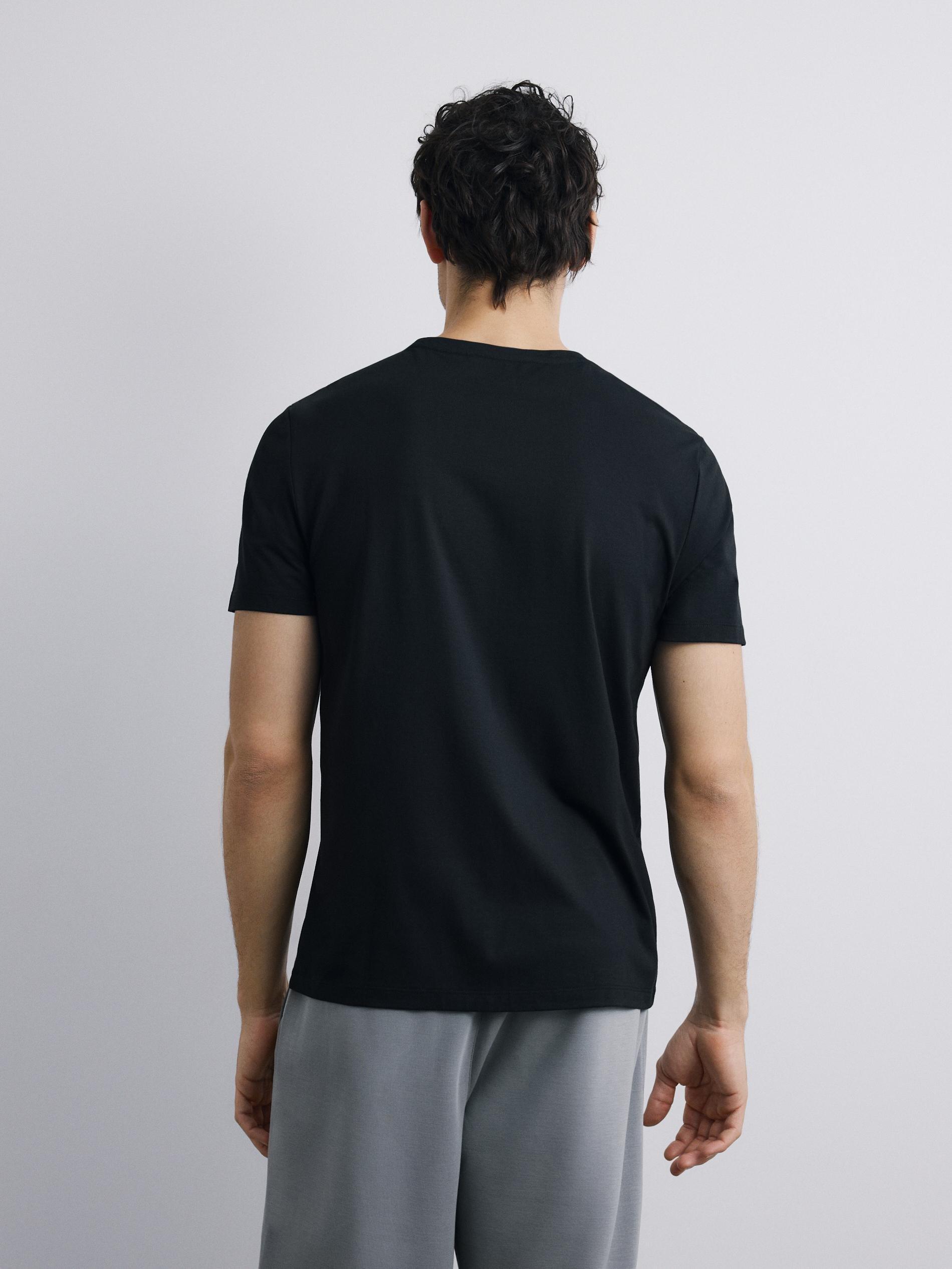 Black Regular Fit Mercerised Cotton Rich T-Shirt, Black, large image number 3