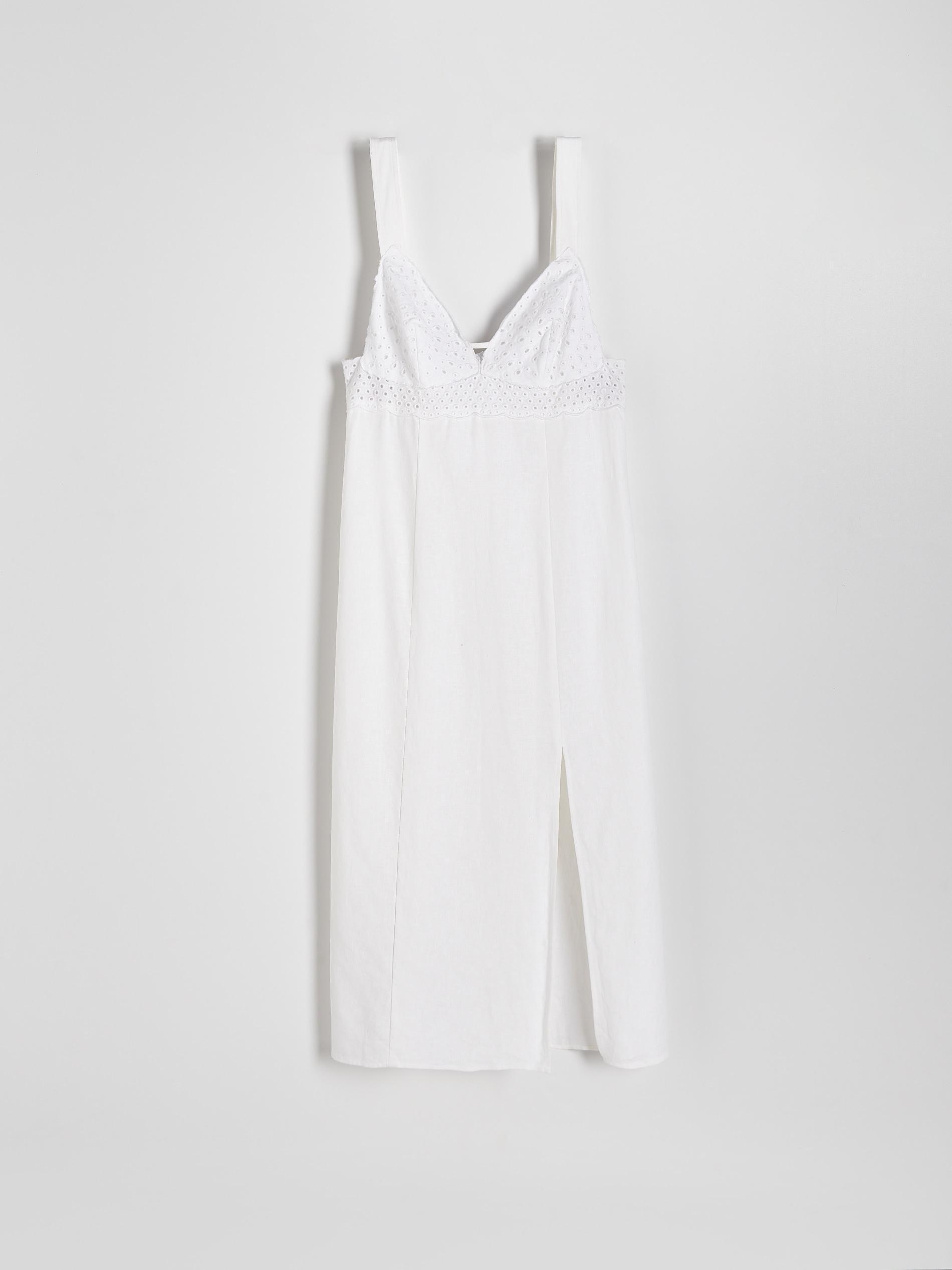White Linen Rich Dress, , large image number 1