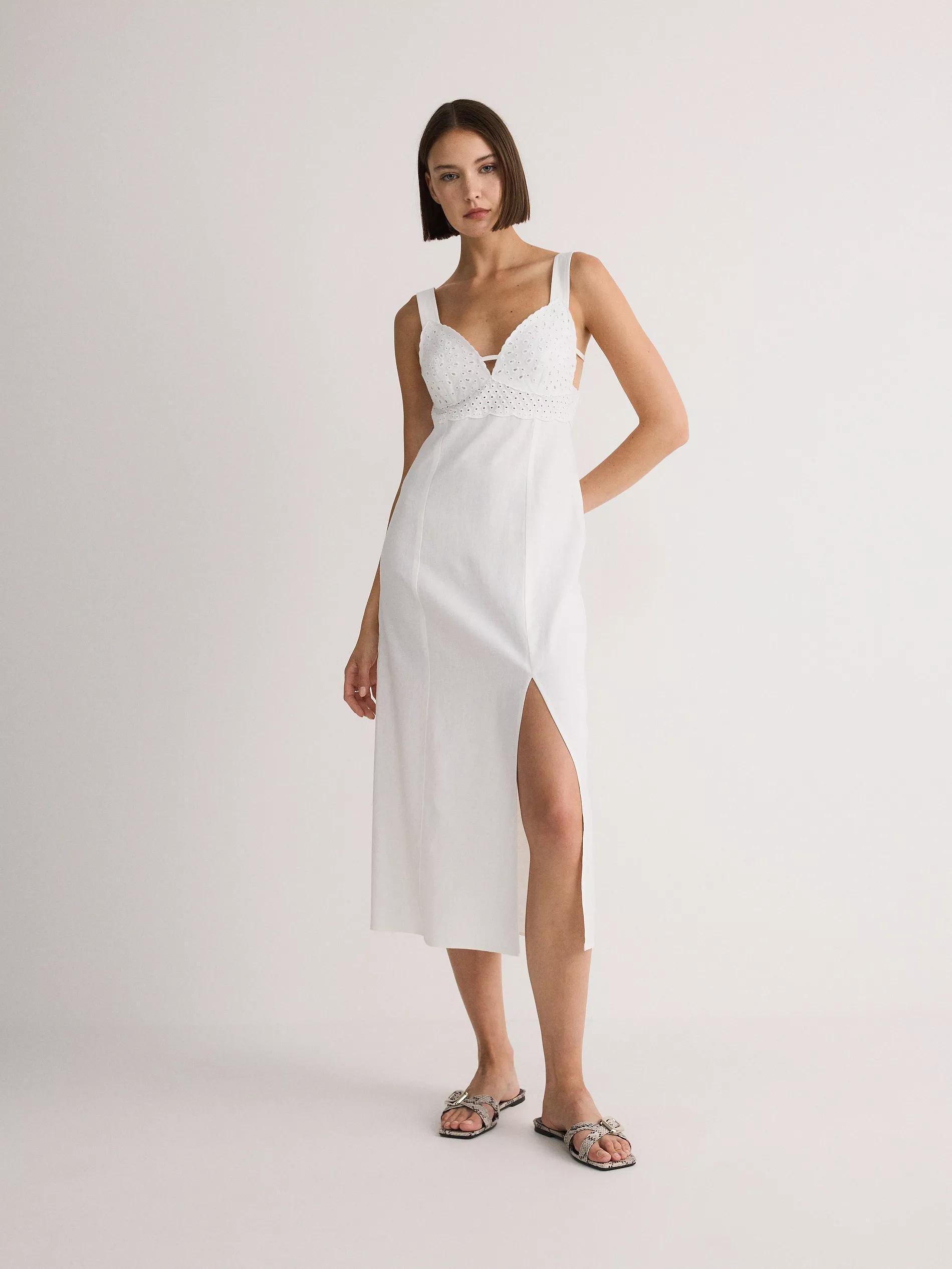 White Linen Rich Dress, , large image number 2