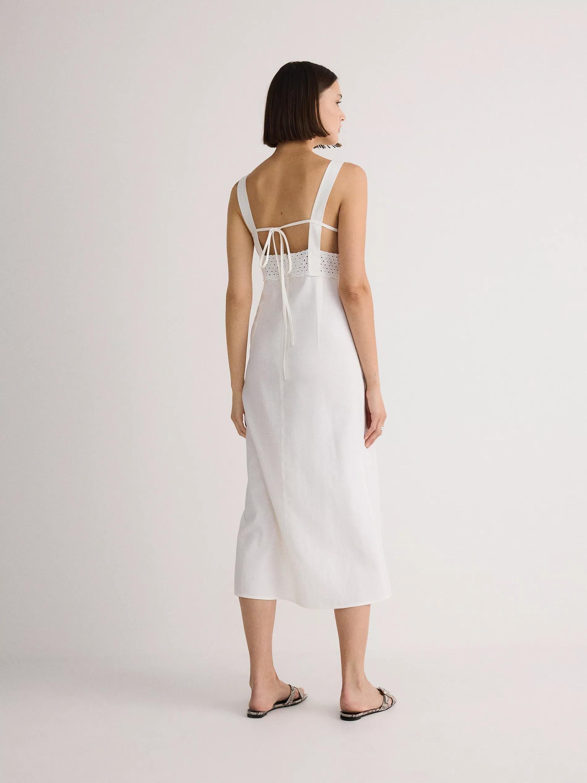White Linen Rich Dress, , large image number 7