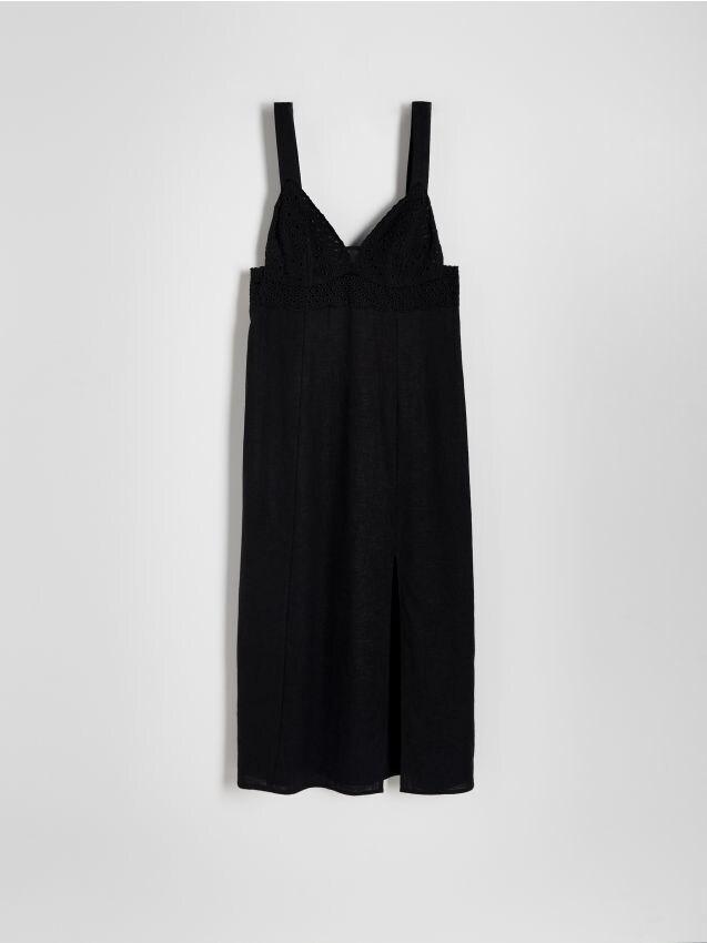 Black Linen Rich Dress, , large image number 0
