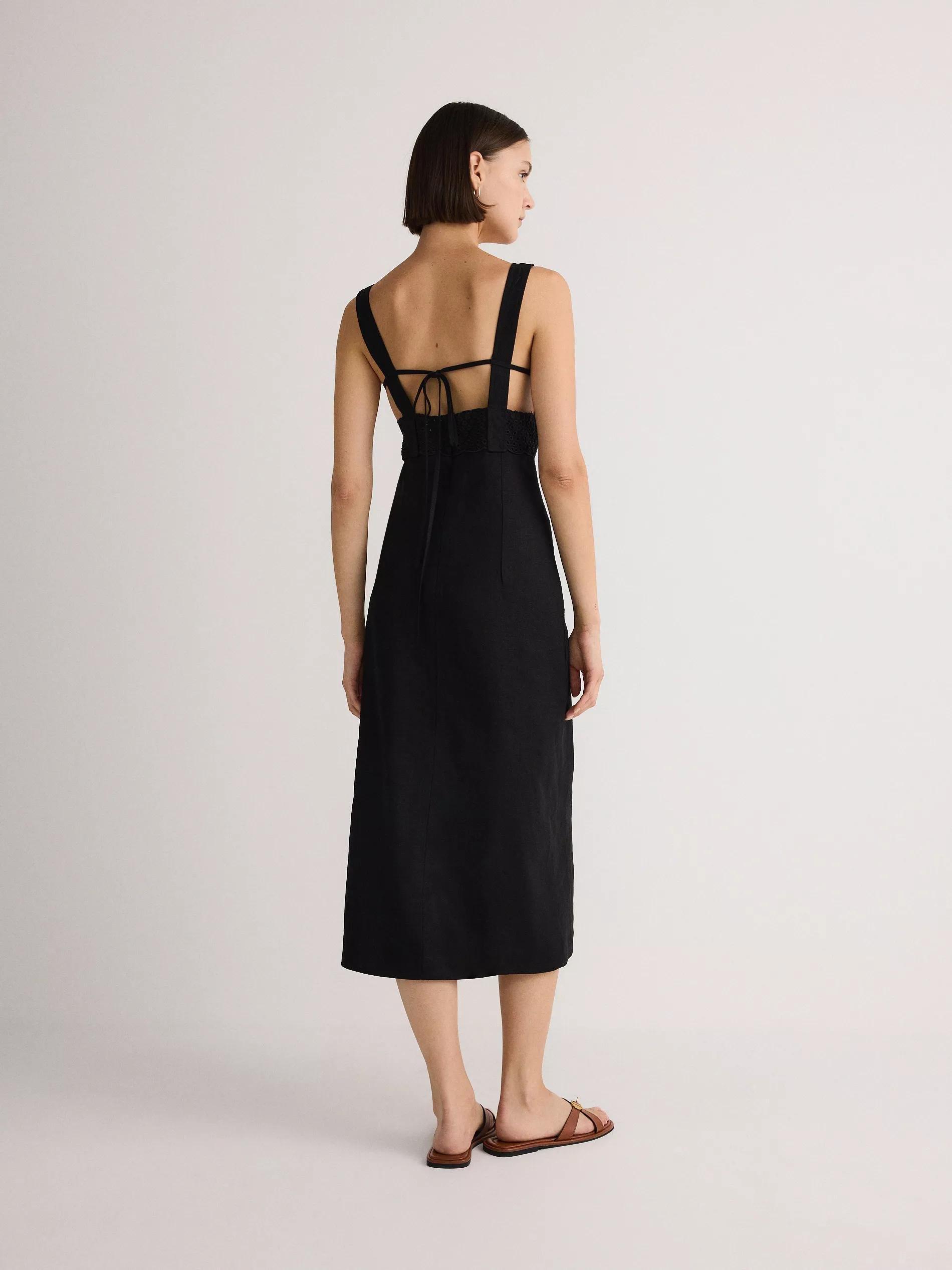 Black Linen Rich Dress, , large image number 7