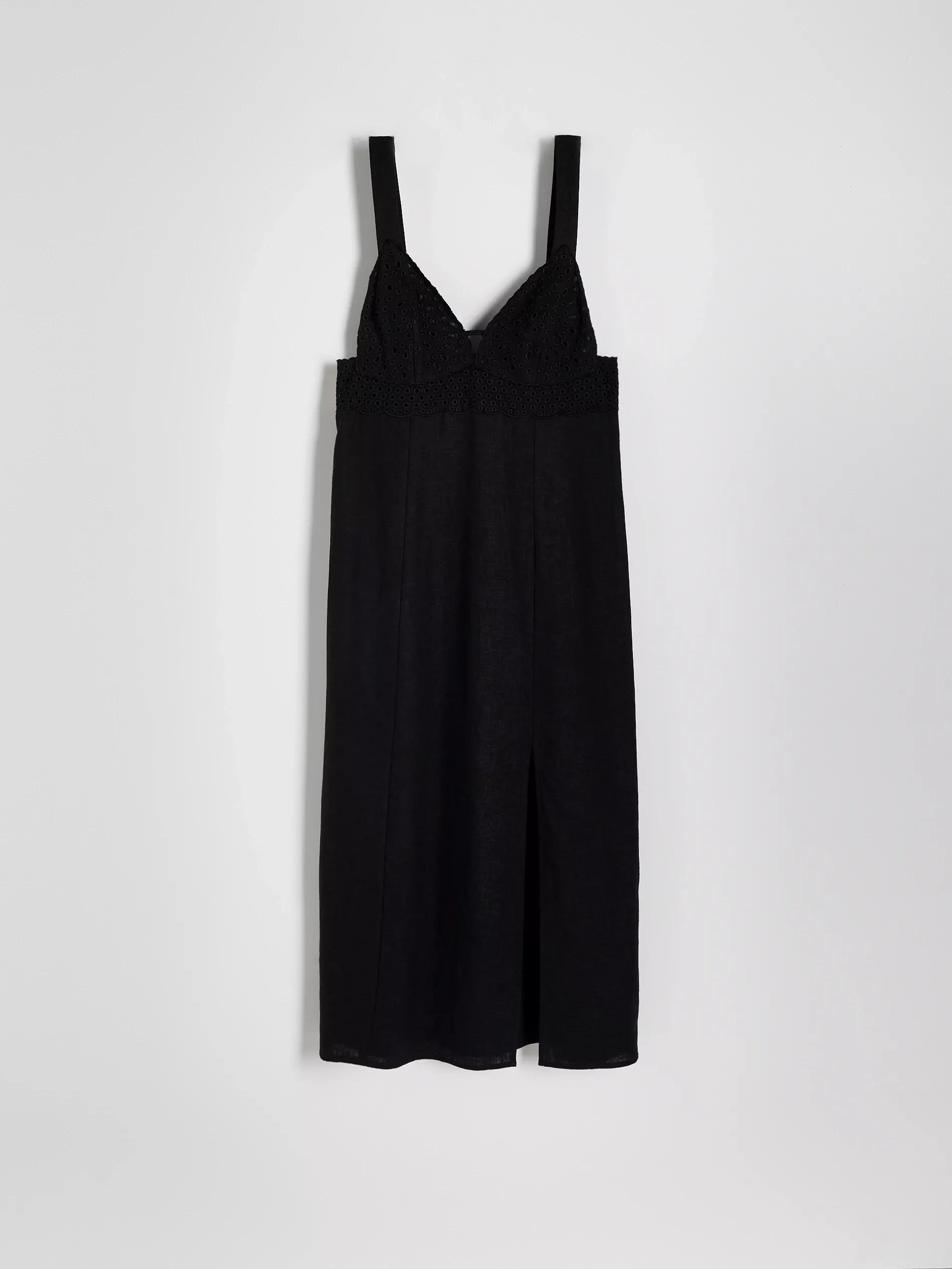 Black Linen Rich Dress, , large image number 8