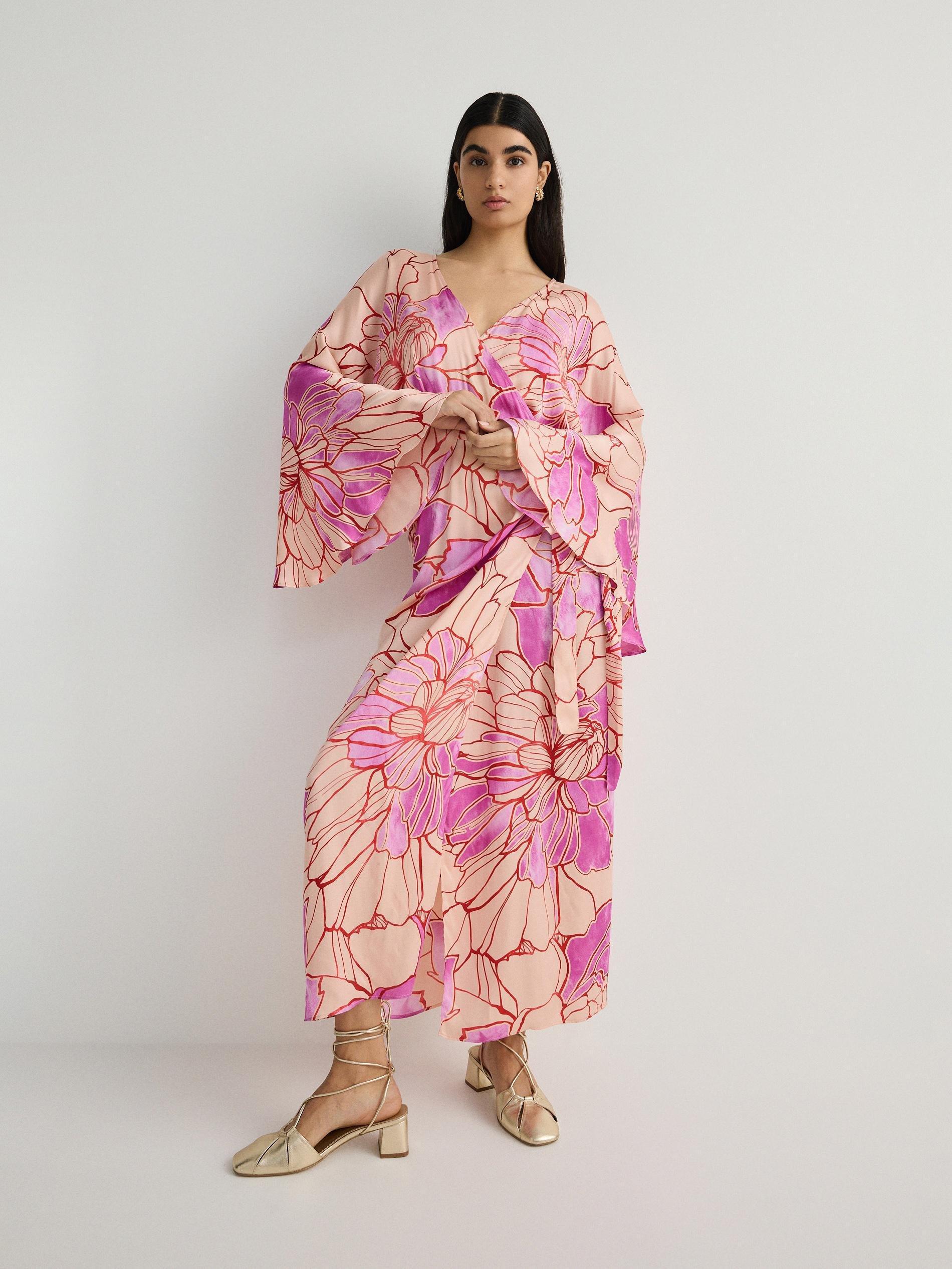 Multicolor Viscose Kimono Dress, , large image number 1