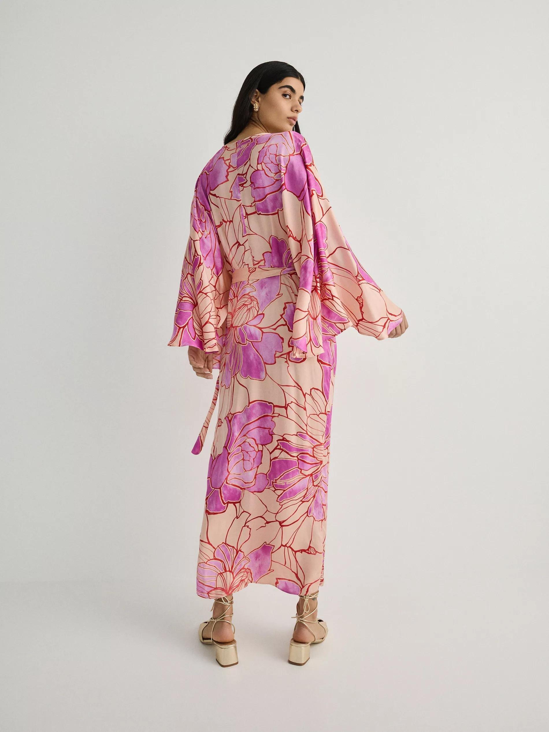 Multicolor Viscose Kimono Dress, Multicolor, large image number 3