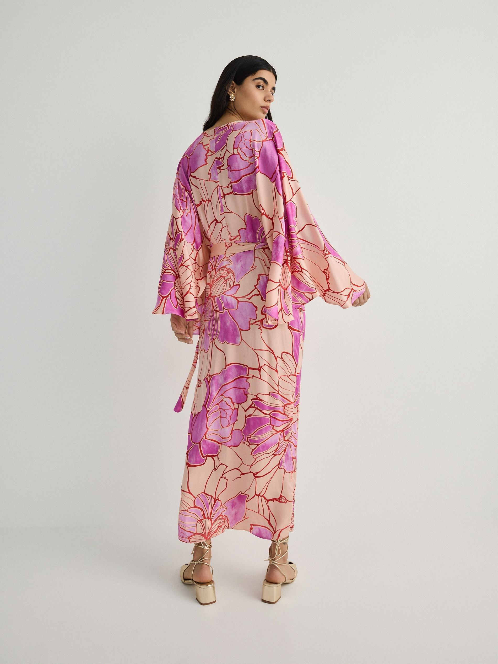 Multicolor Viscose Kimono Dress, , large image number 4