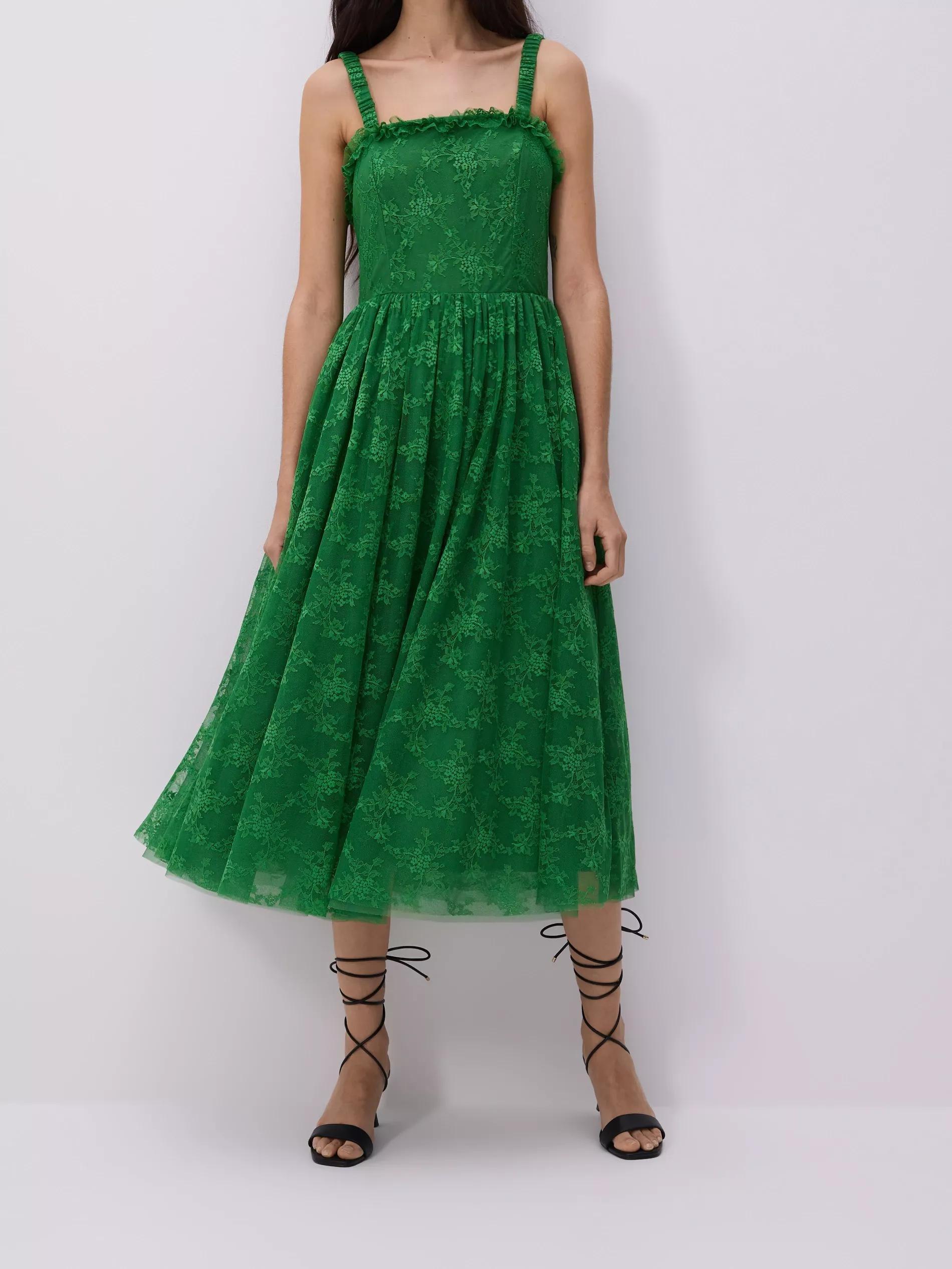 Green Lace Midi Dress, , medium