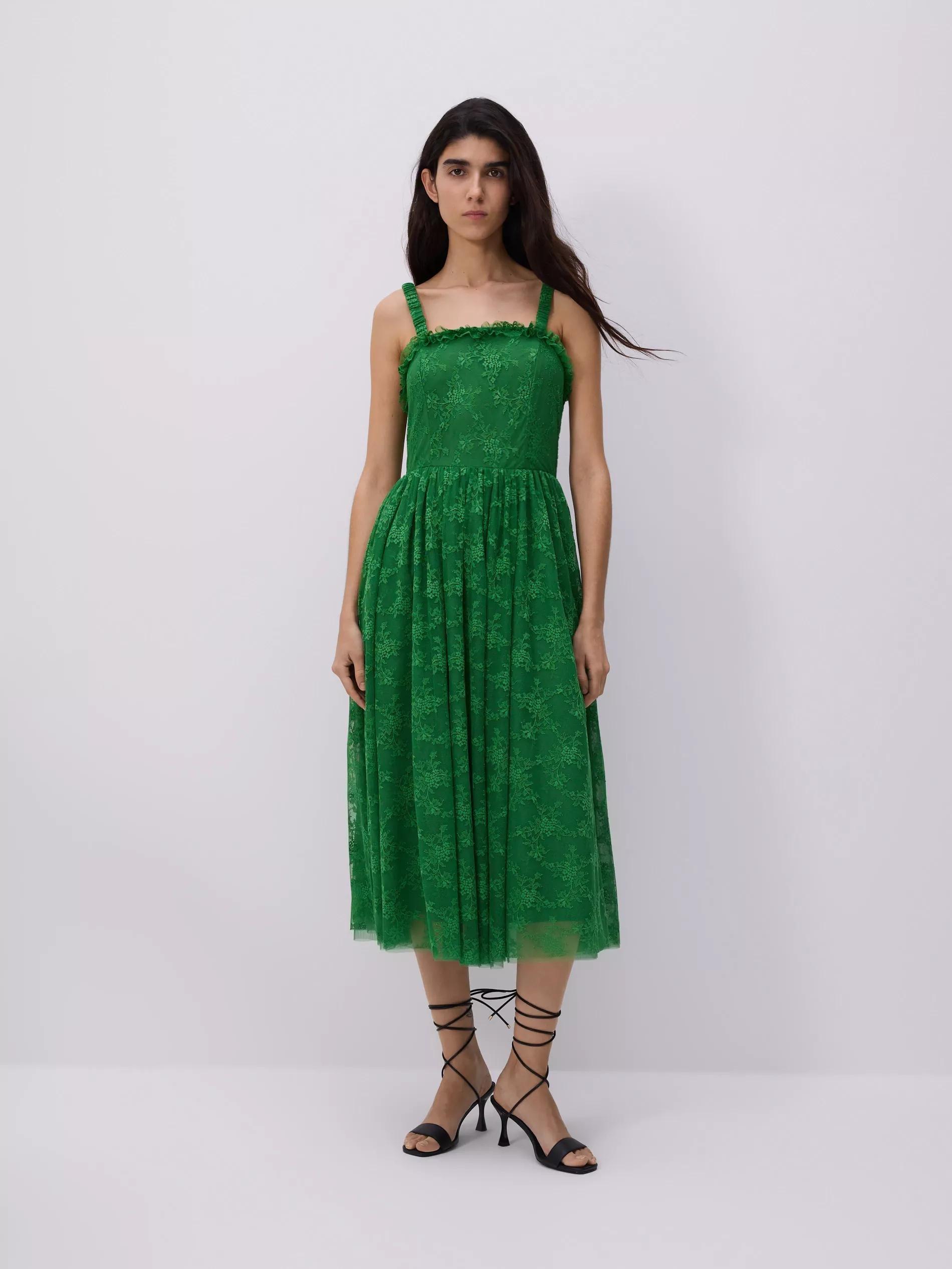 Green Lace Midi Dress, , large image number 1