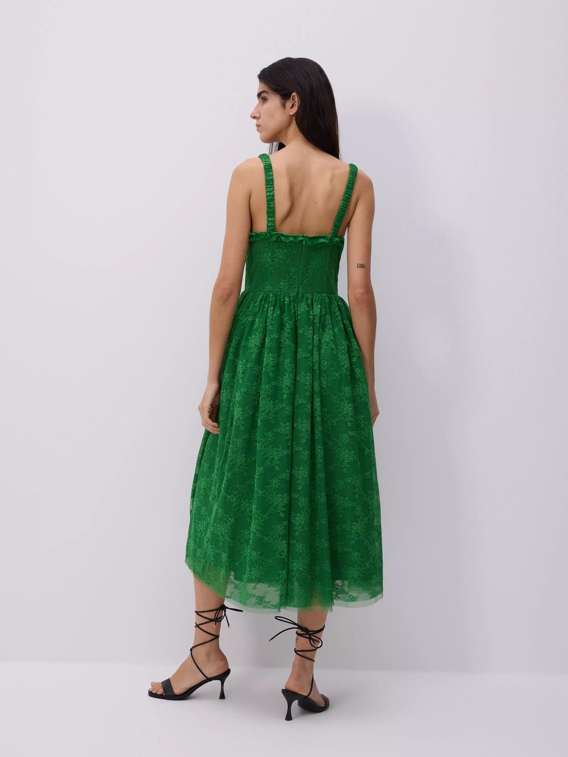 Green Lace Midi Dress, , large image number 5