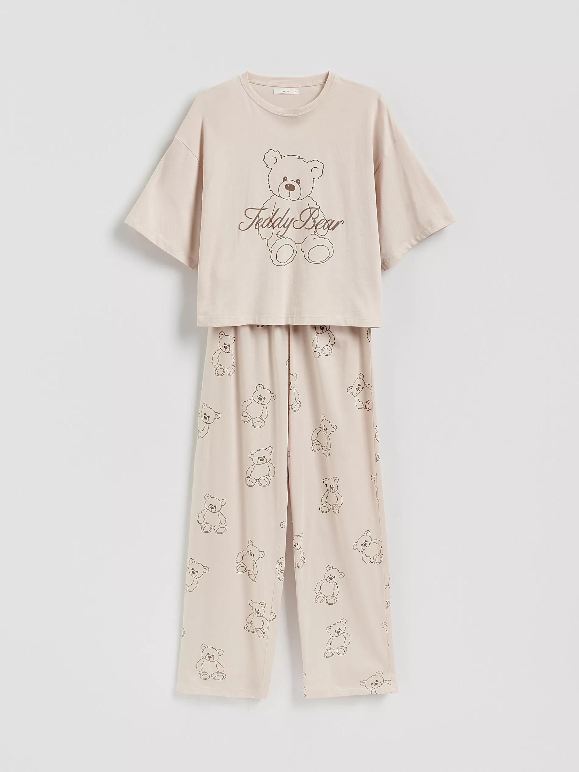 Two piece cotton pyjama set, Beige, large image number 0