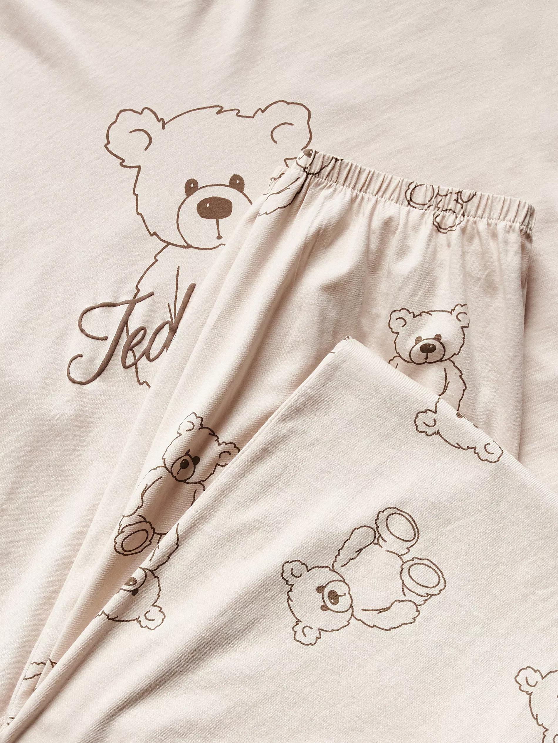 Two piece cotton pyjama set, Beige, large image number 1