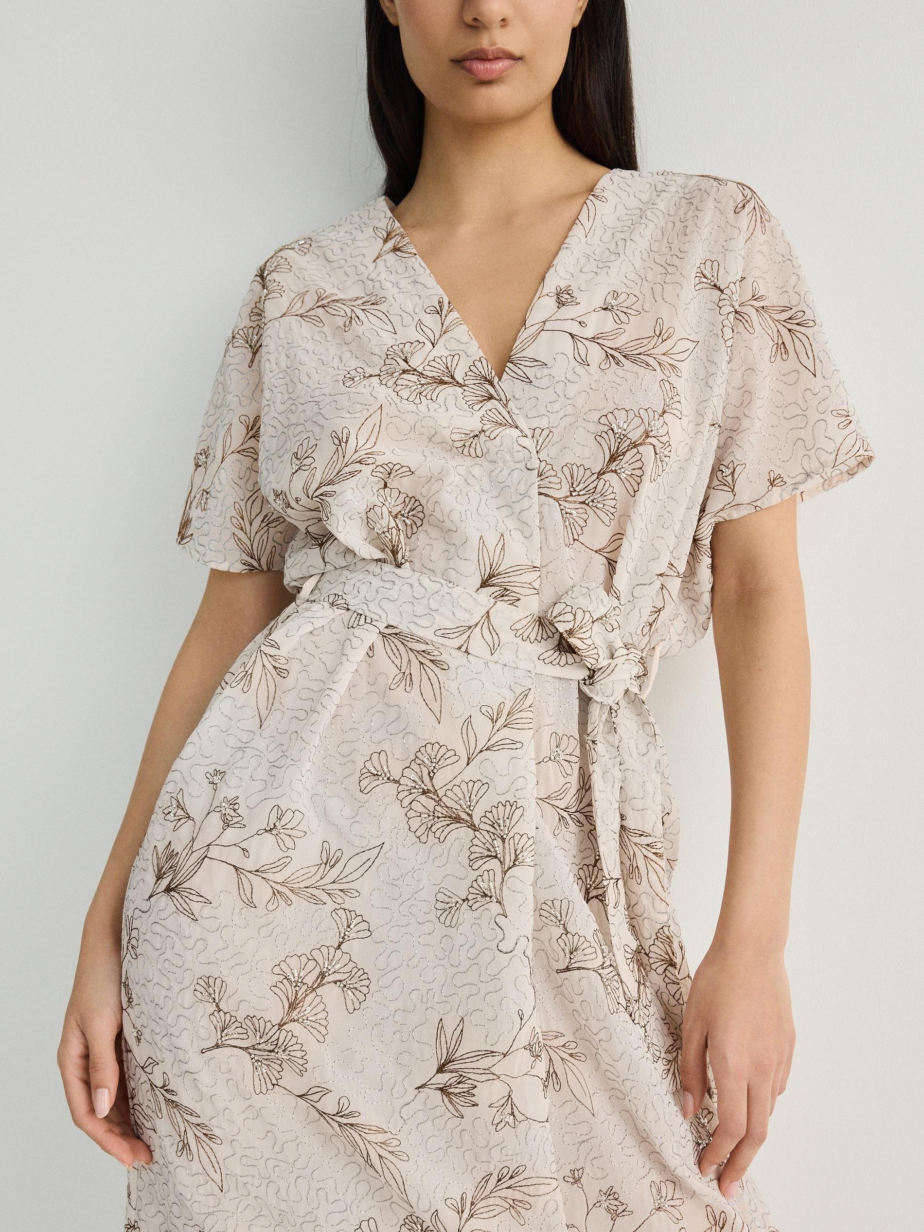 Beige Patterned Maxi Dress, , large image number 3