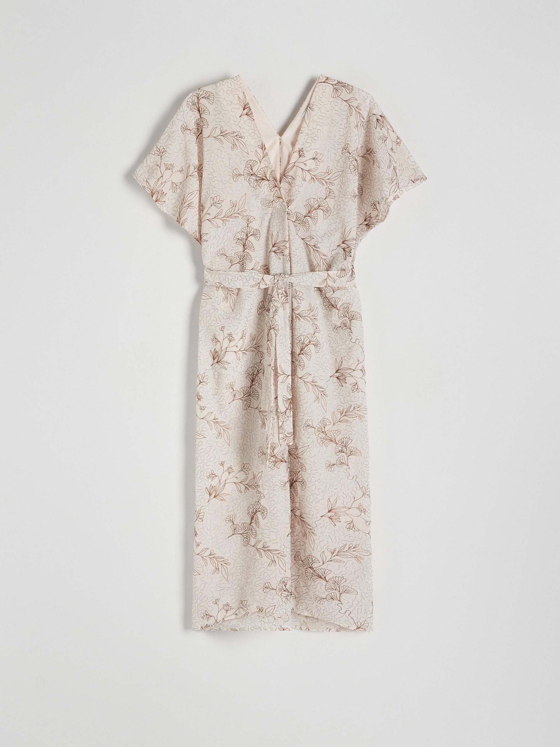 Beige Patterned Maxi Dress, , large image number 5
