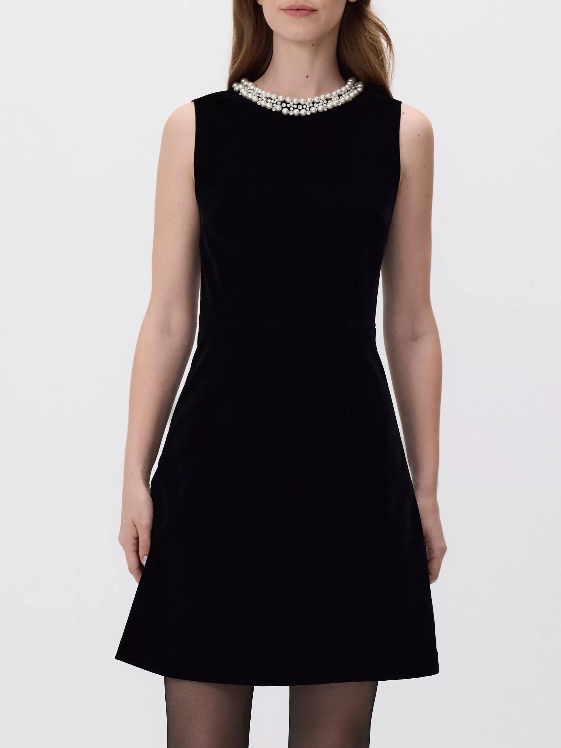 Black Mini Dress With Decorative Details, Black, large image number 0