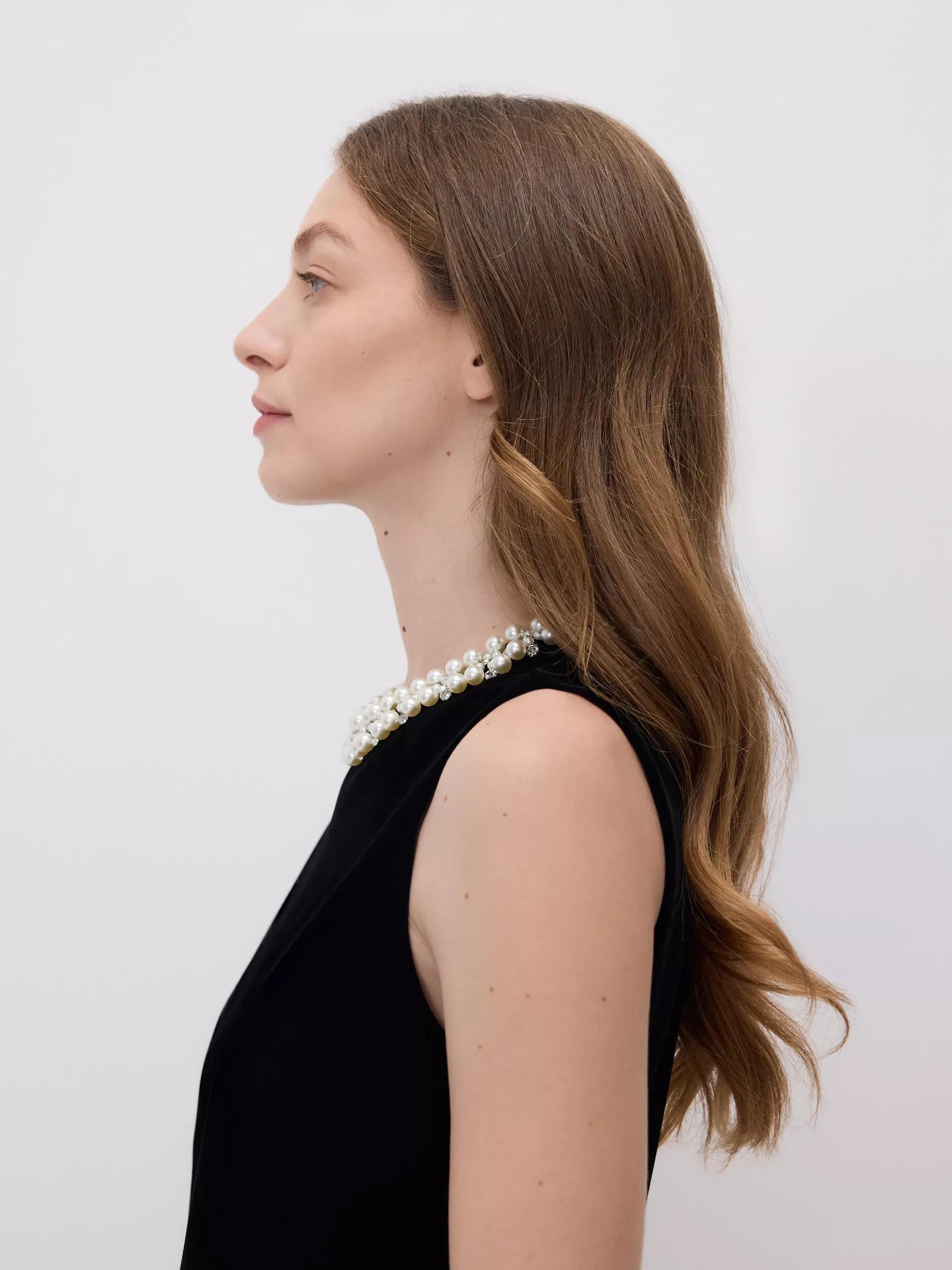 Black Mini Dress With Decorative Details, Black, medium