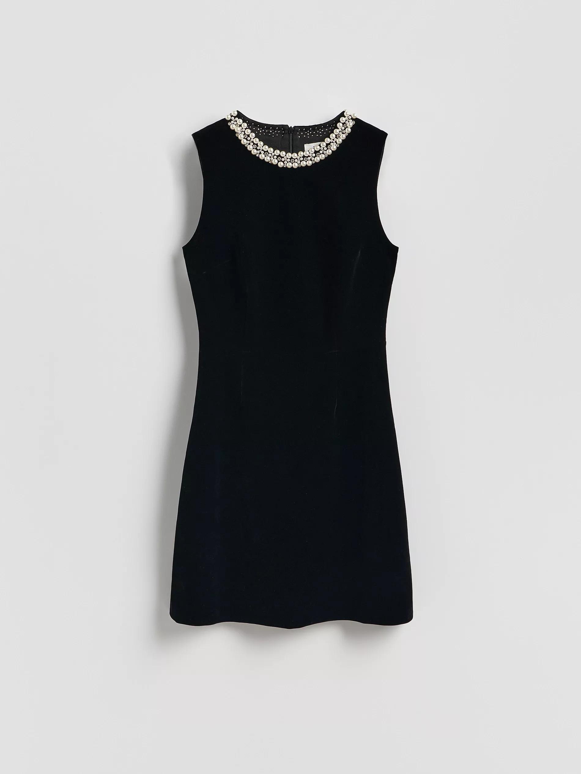 Black Mini Dress With Decorative Details, Black, large image number 4