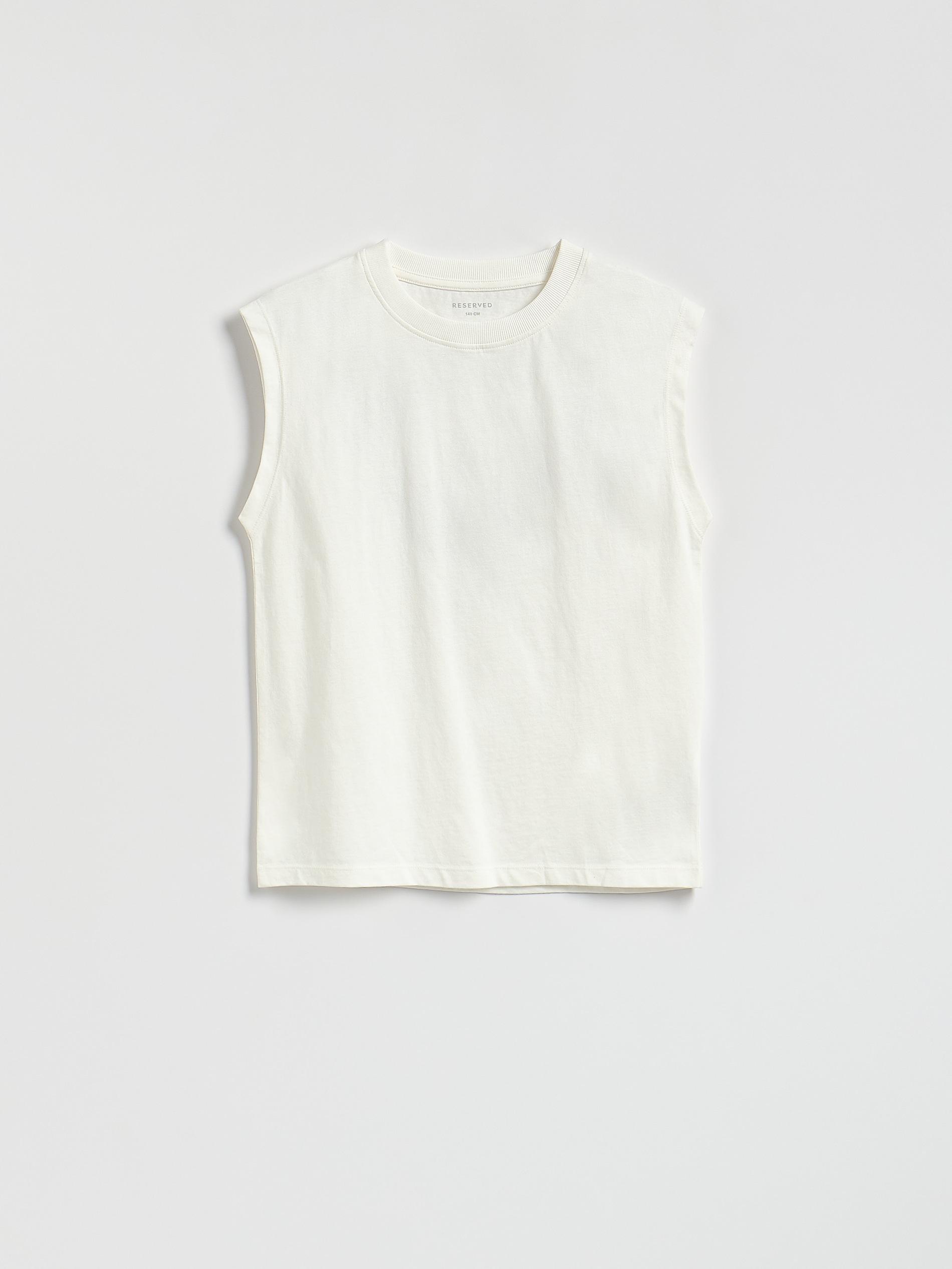 Cream Sleeveless T-Shirt, Ivory, large image number 0