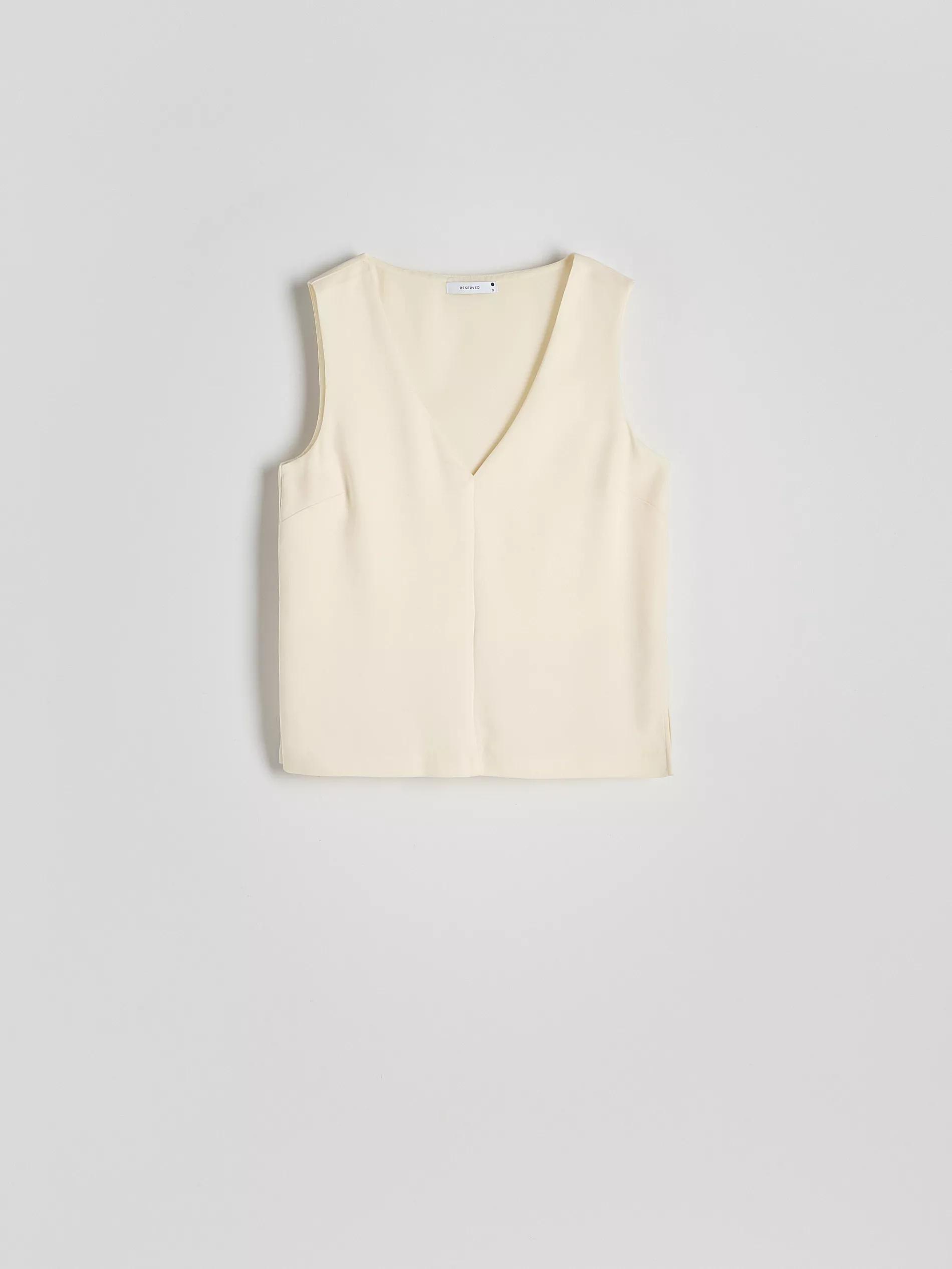Cream Vest-Cut Top, , large image number 0