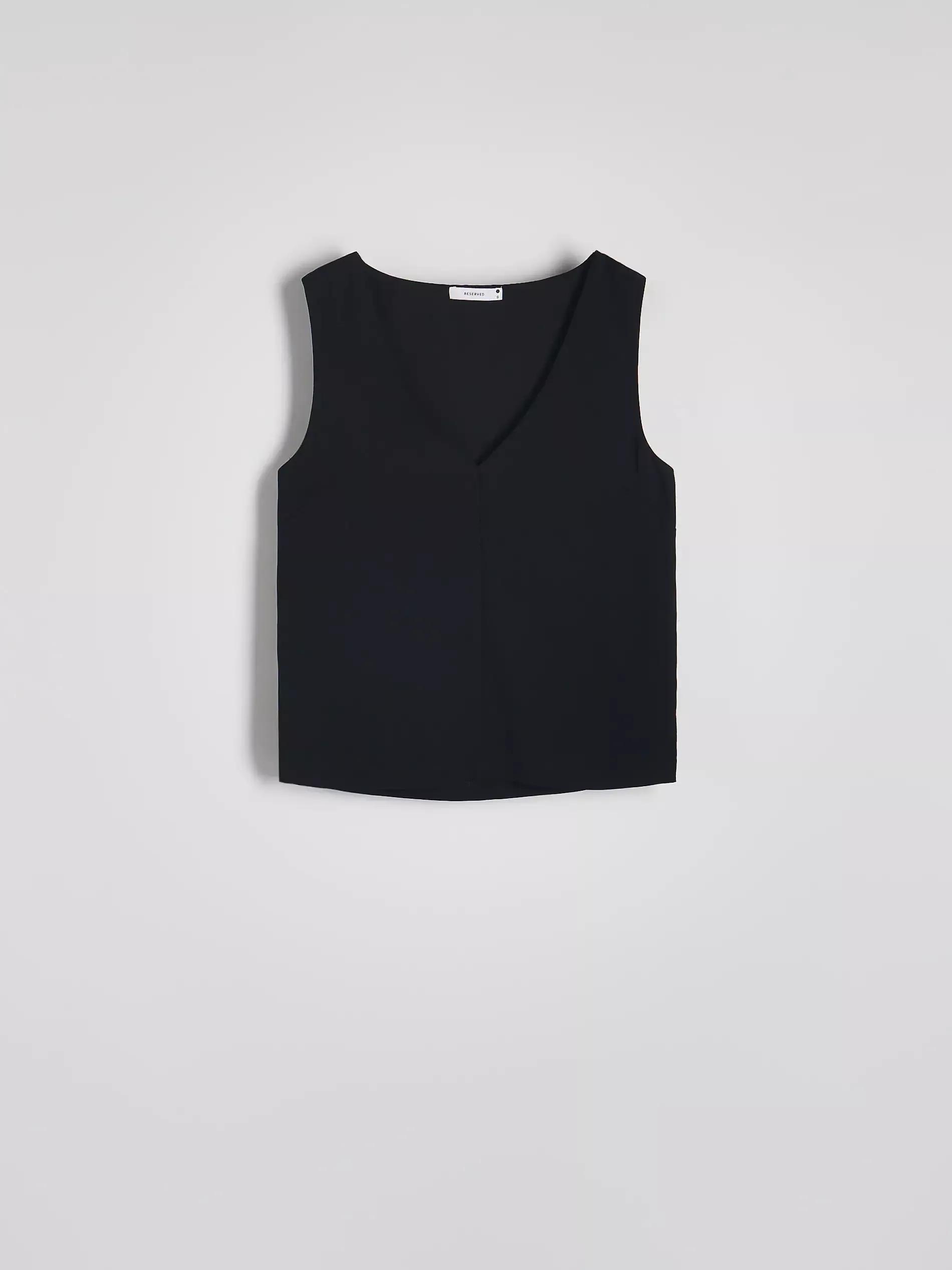 Black Vest-Cut Top, , large image number 4