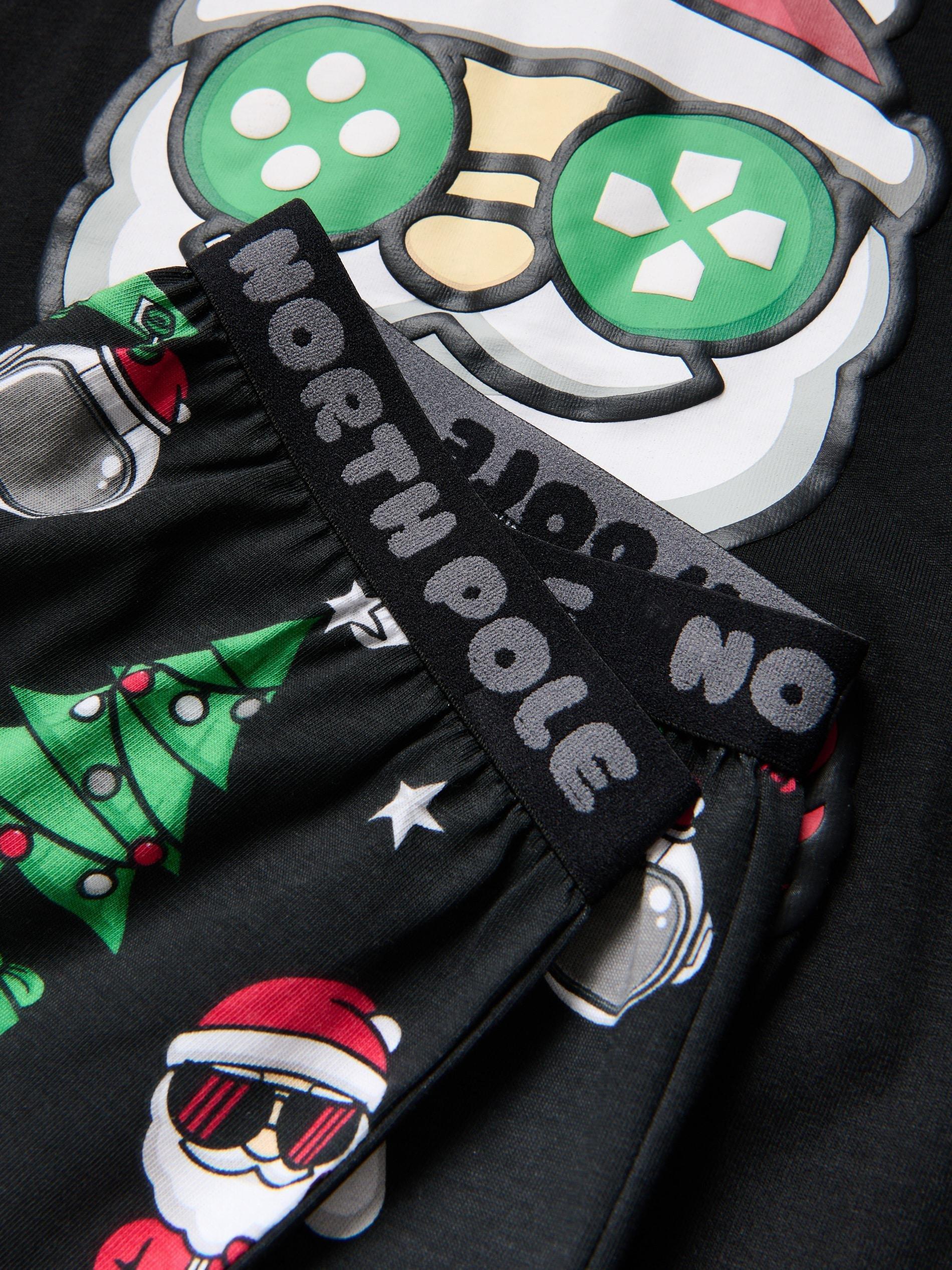 Black Festive Pyjamas, Black, large image number 1