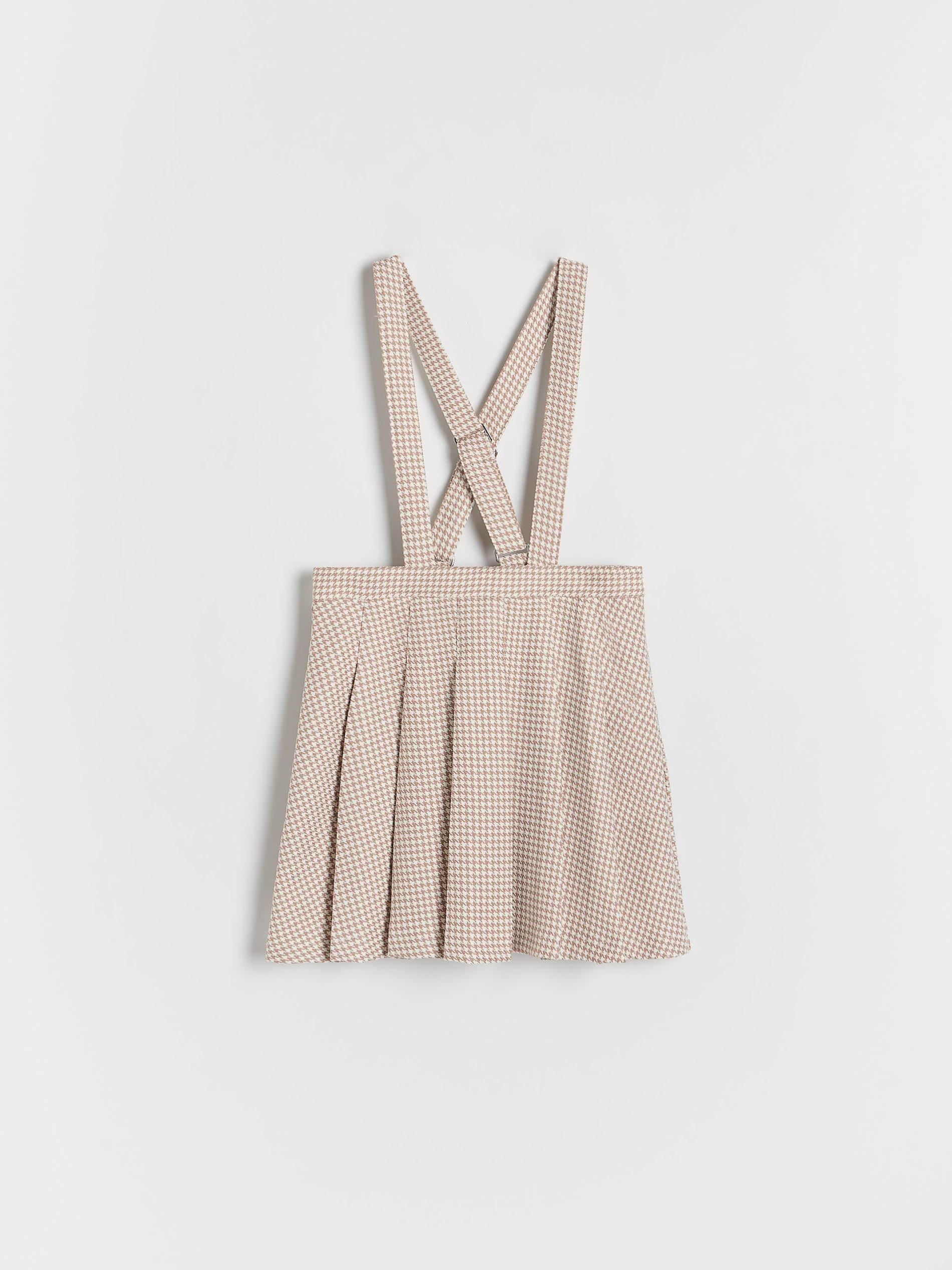 Beige Pleated With Braces Skirt, Kids Girls, , large image number 1