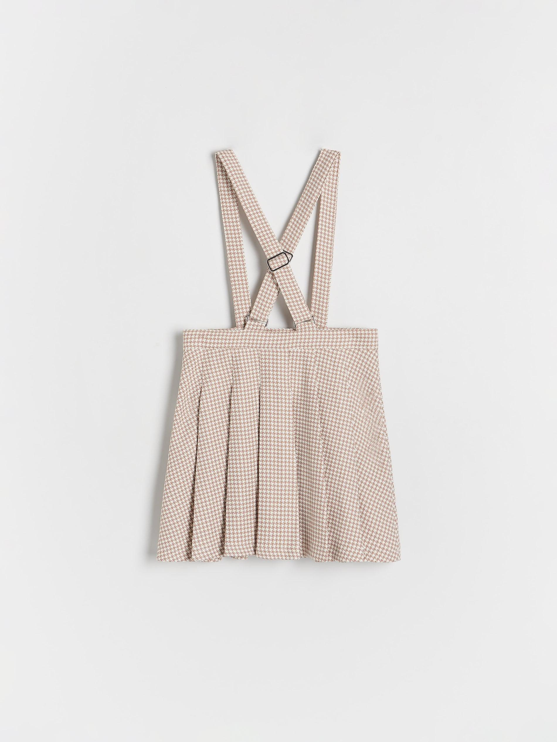 Beige Pleated With Braces Skirt, Kids Girls, , large image number 2
