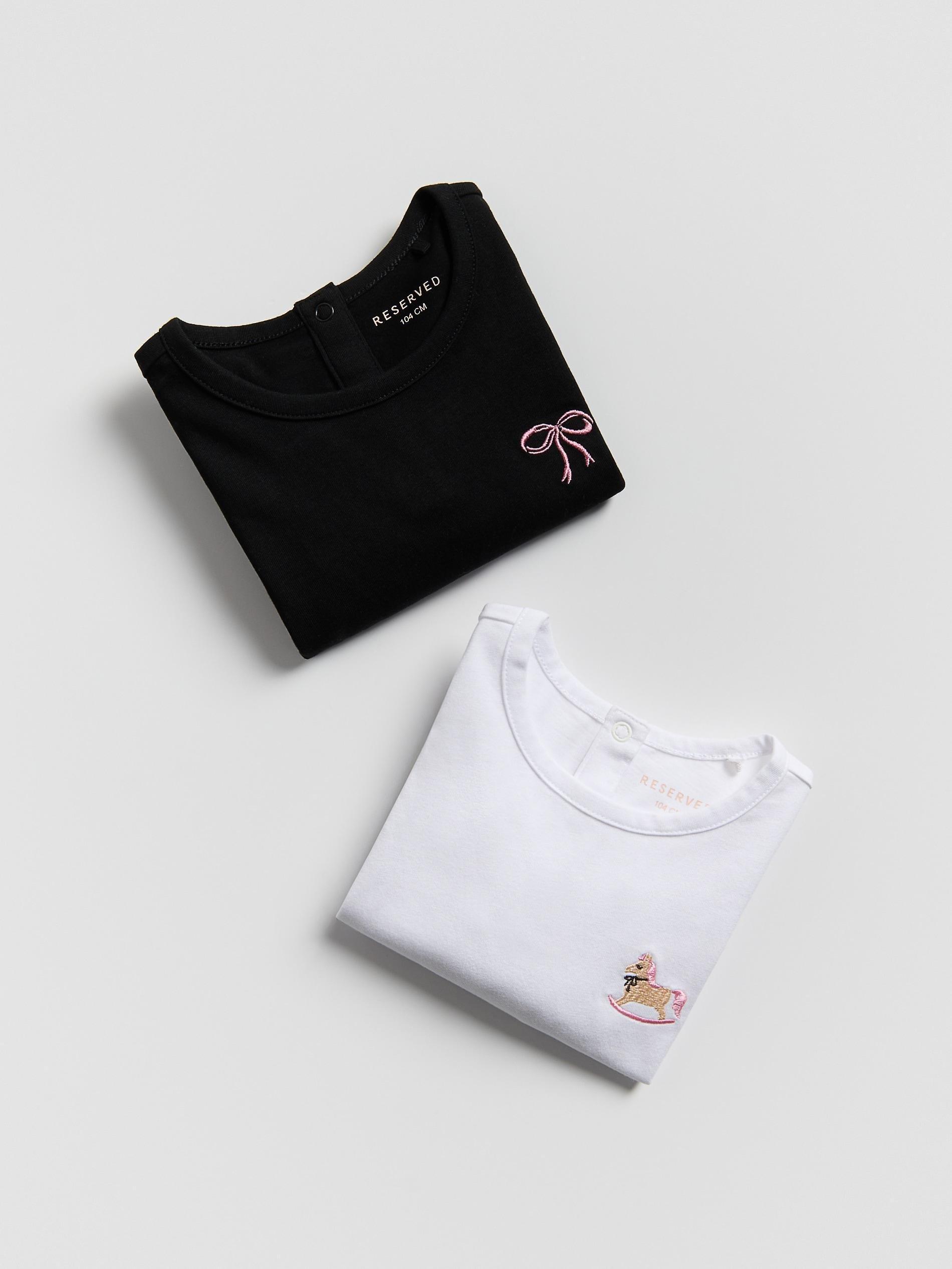Cream Embroidered Tee 2-Pack, Ivory, large image number 0