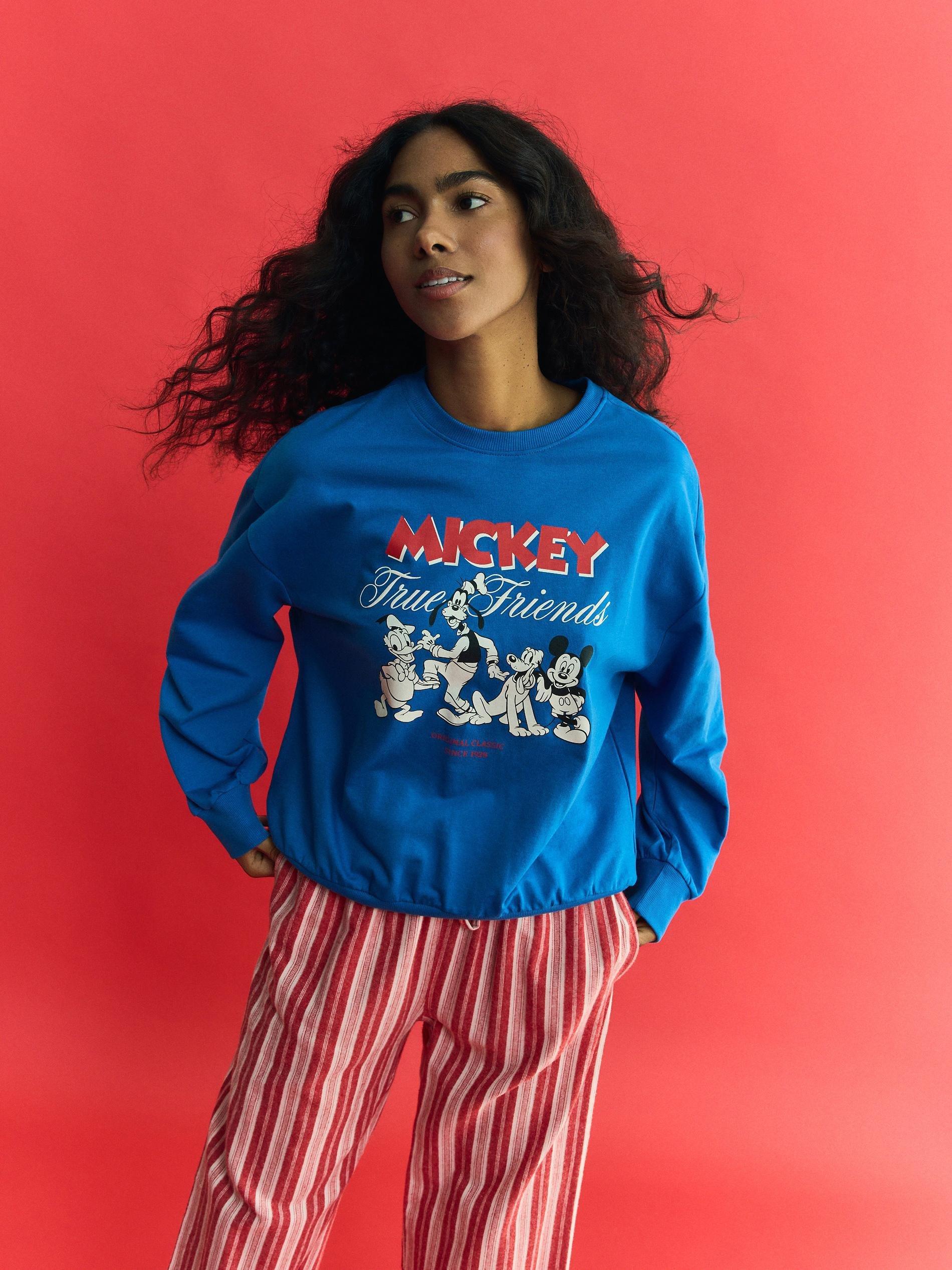 Blue Mickey Mouse Cotton Pyjama Set, Blue, large image number 1