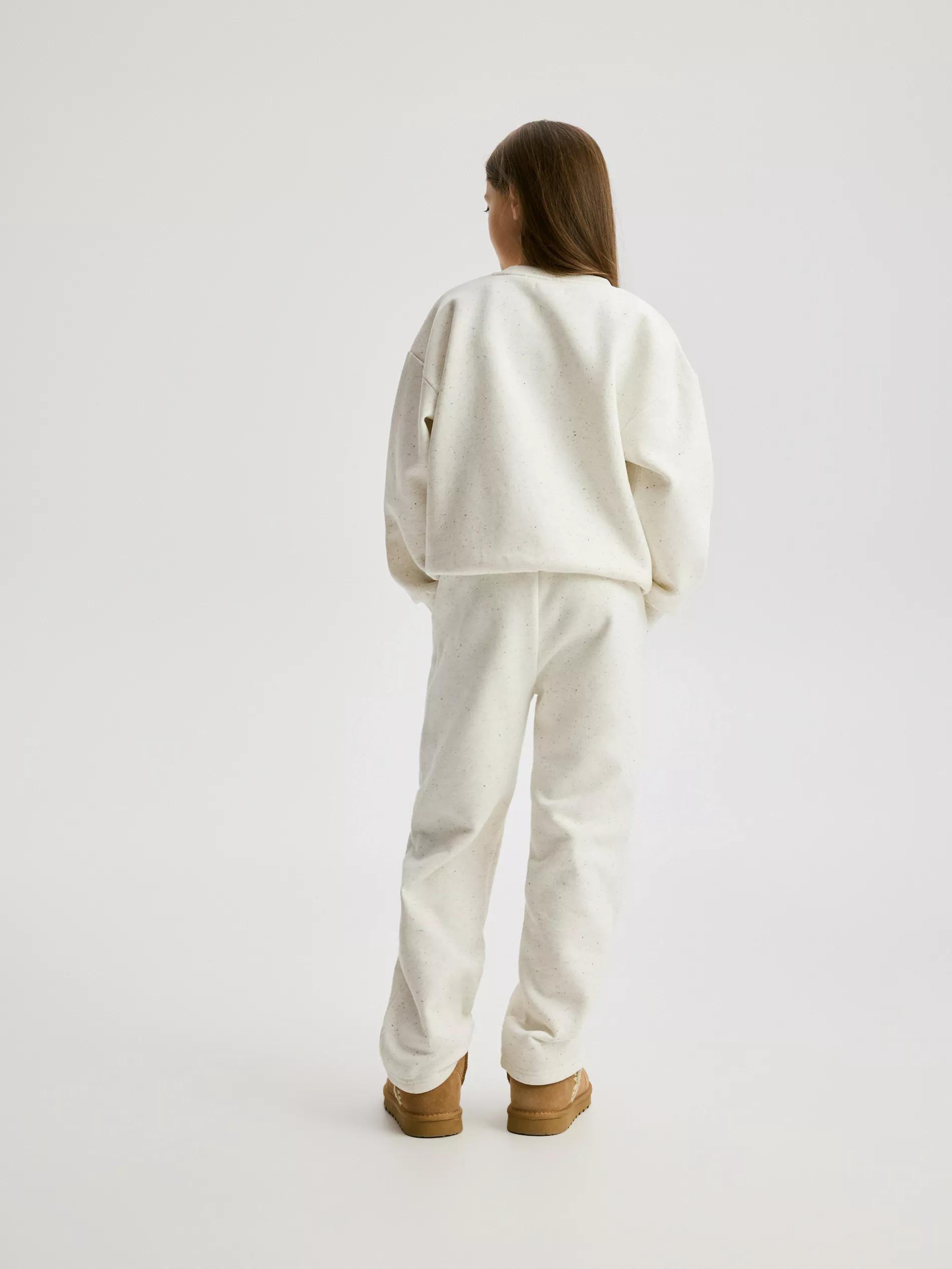 Cream Sweatpants With Christmas Embroidery Detail, Ivory, large image number 4