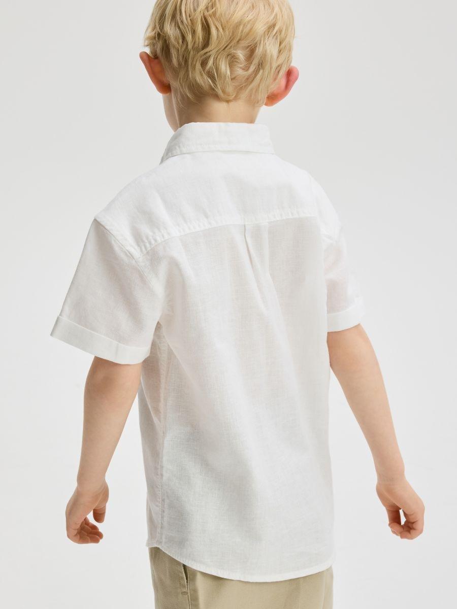 White Linen Blend Shirt, White, large image number 1