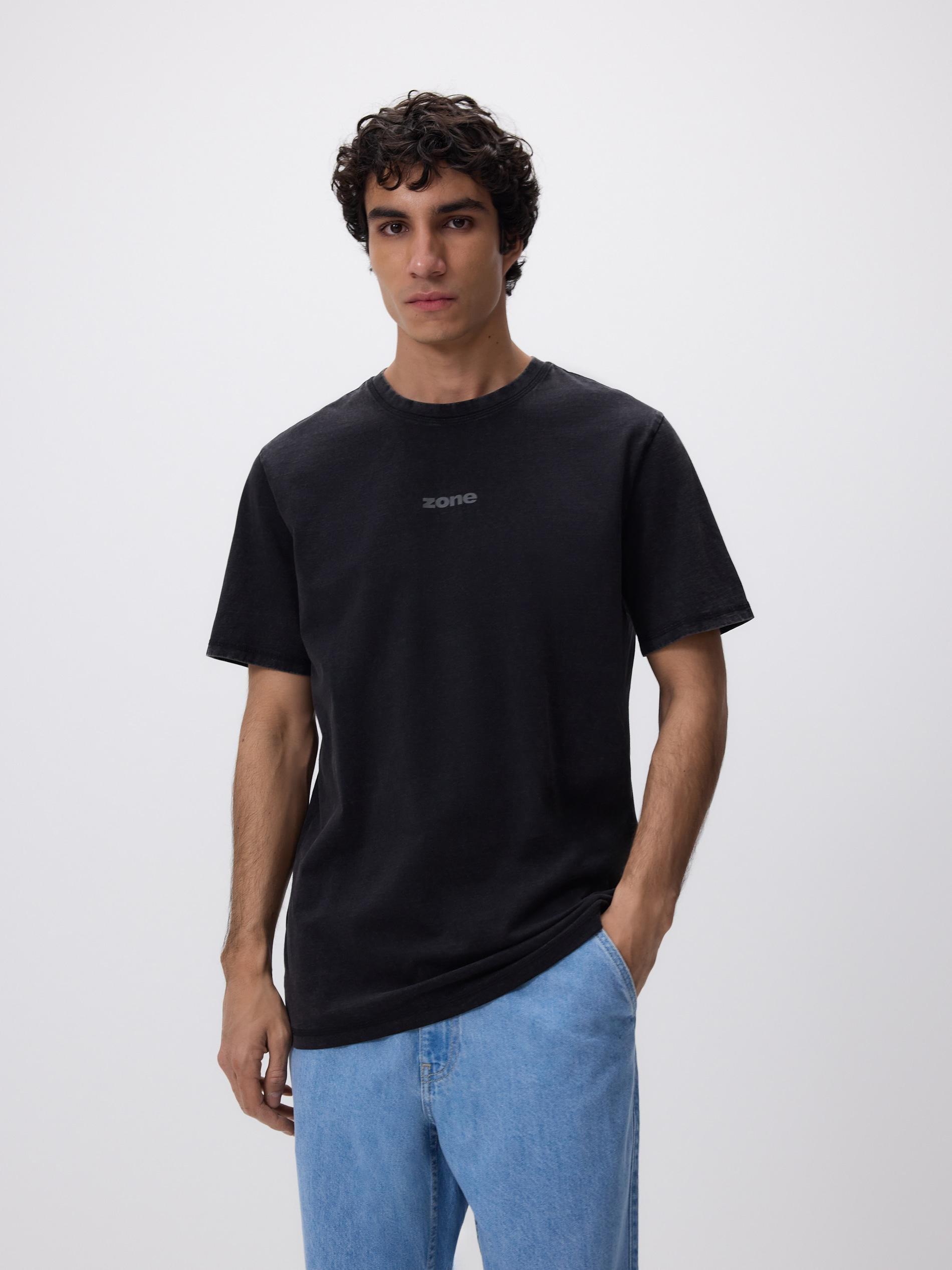 Black Regular Fit T-Shirt With Back Print, Black, medium