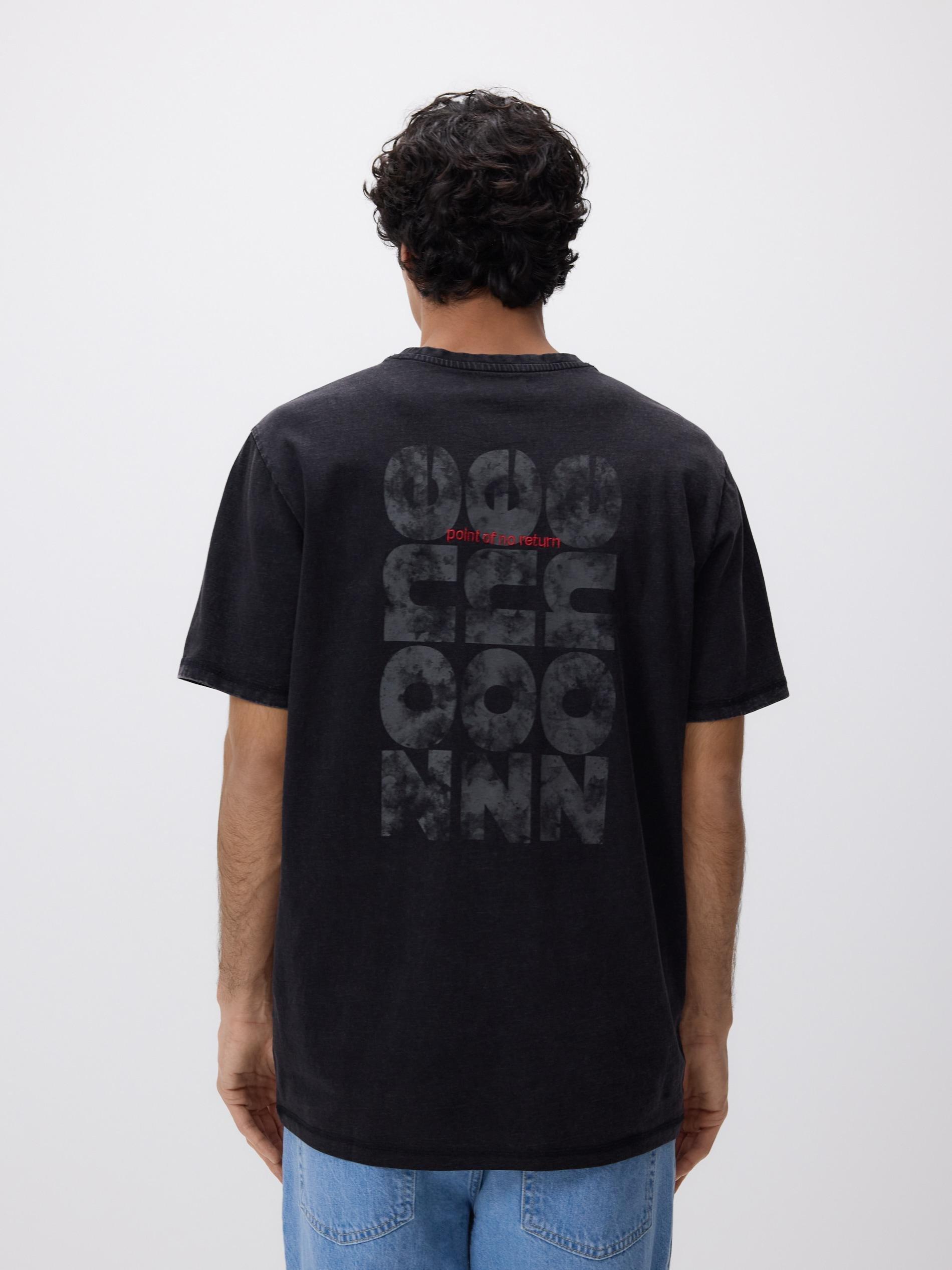Black Regular Fit T-Shirt With Back Print, Black, large image number 3