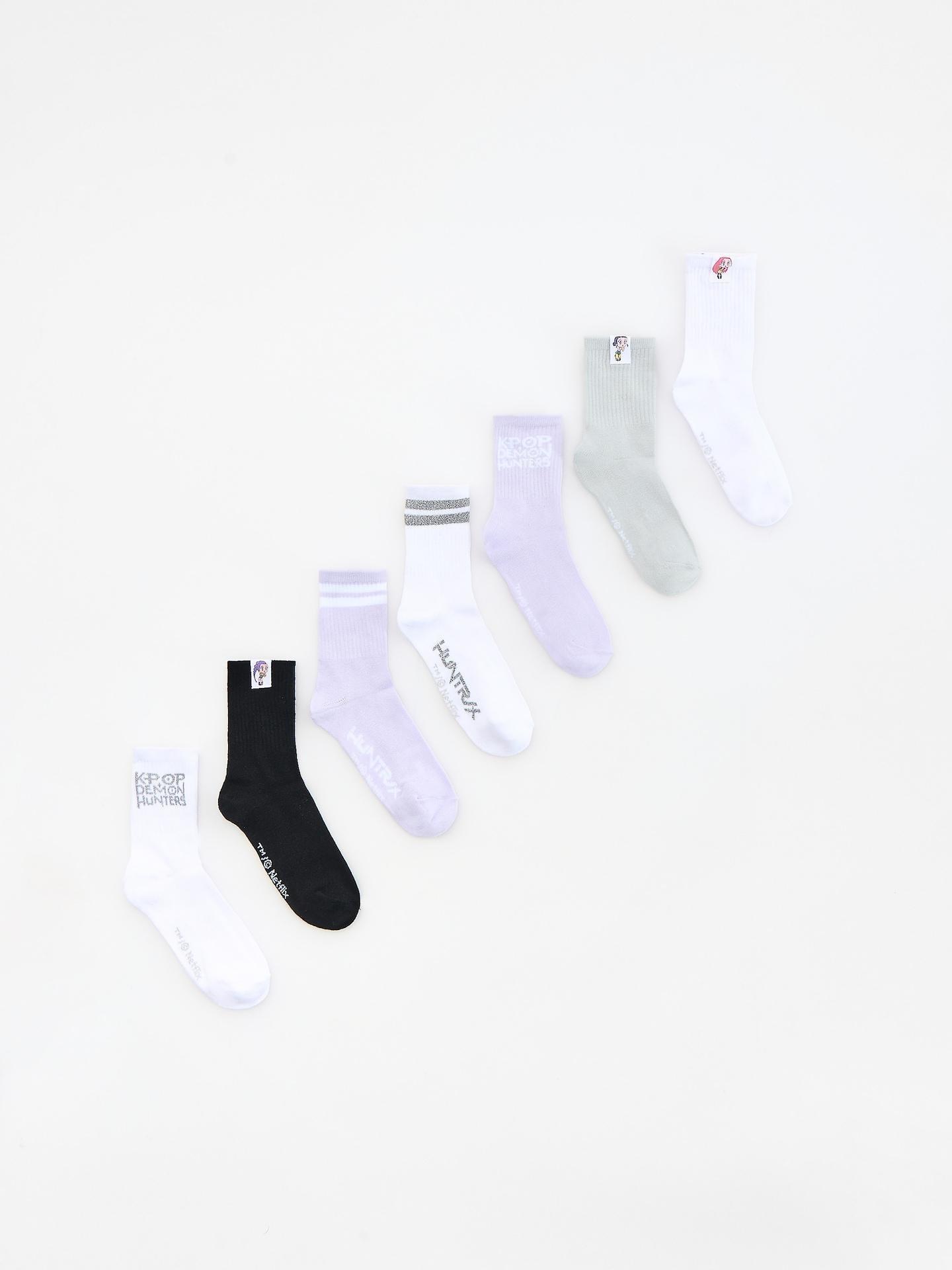 White Kpop Demon Hunters&acirc;&bdquo;&cent; Socks 7-Pack, White, large image number 0