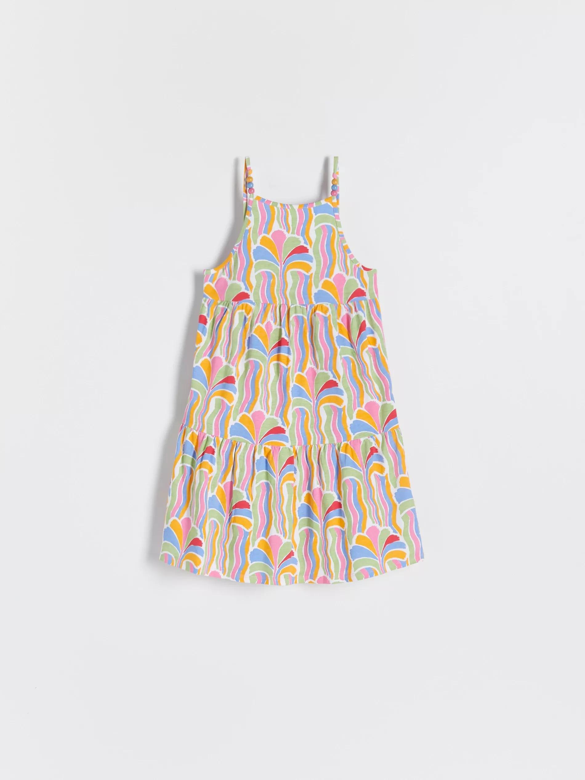 Multicolor Dress With Decorative Shoulder Straps, Girls, , large image number 0